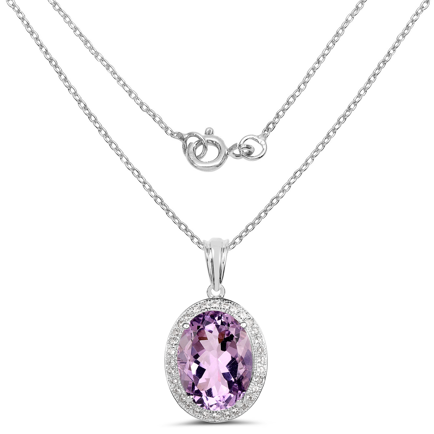 8.36 Carat Genuine Amethyst and White Topaz .925 Sterling Silver Pendant