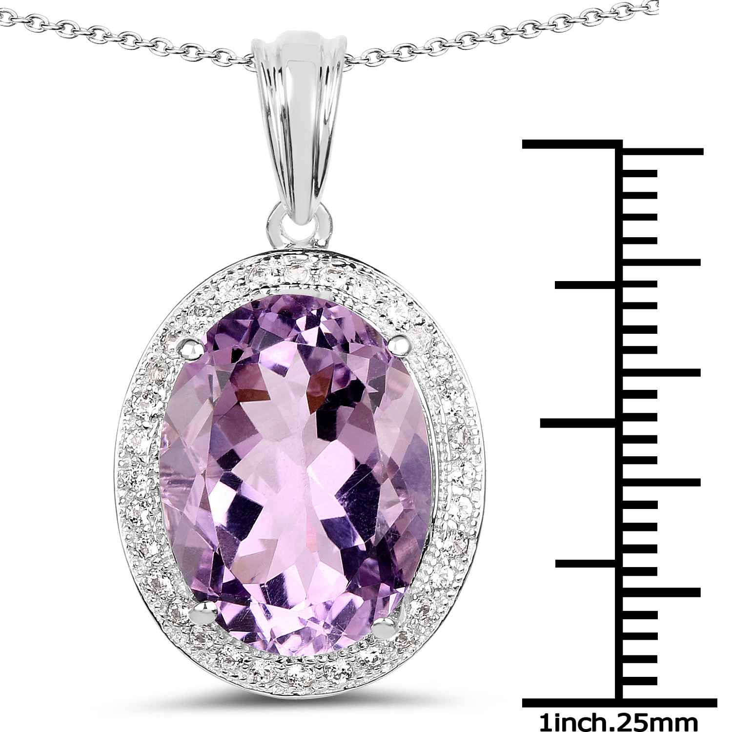 8.36 Carat Genuine Amethyst and White Topaz .925 Sterling Silver Pendant