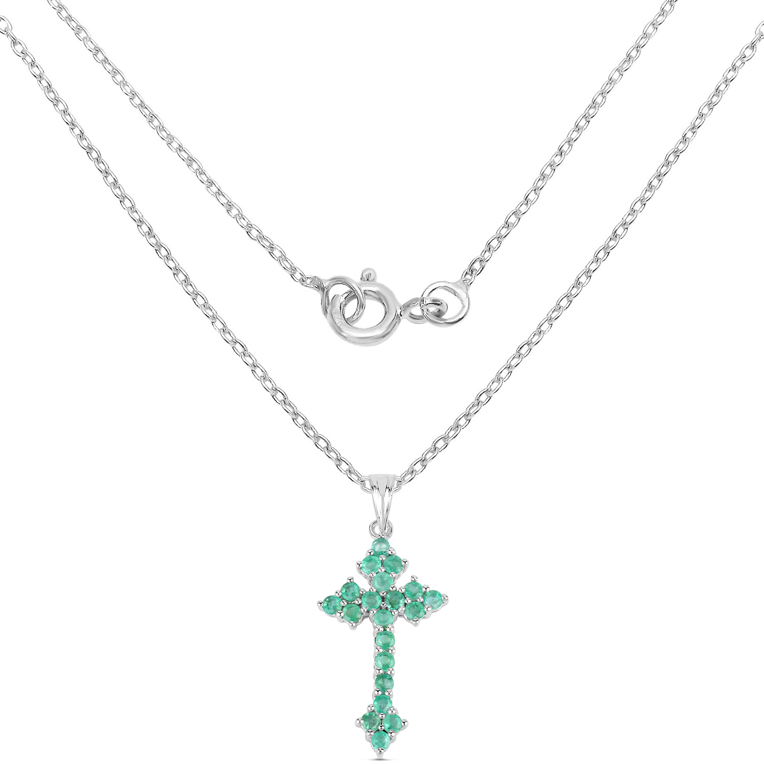 2.00 Carat Genuine Zambian Emerald .925 Sterling Silver Pendant