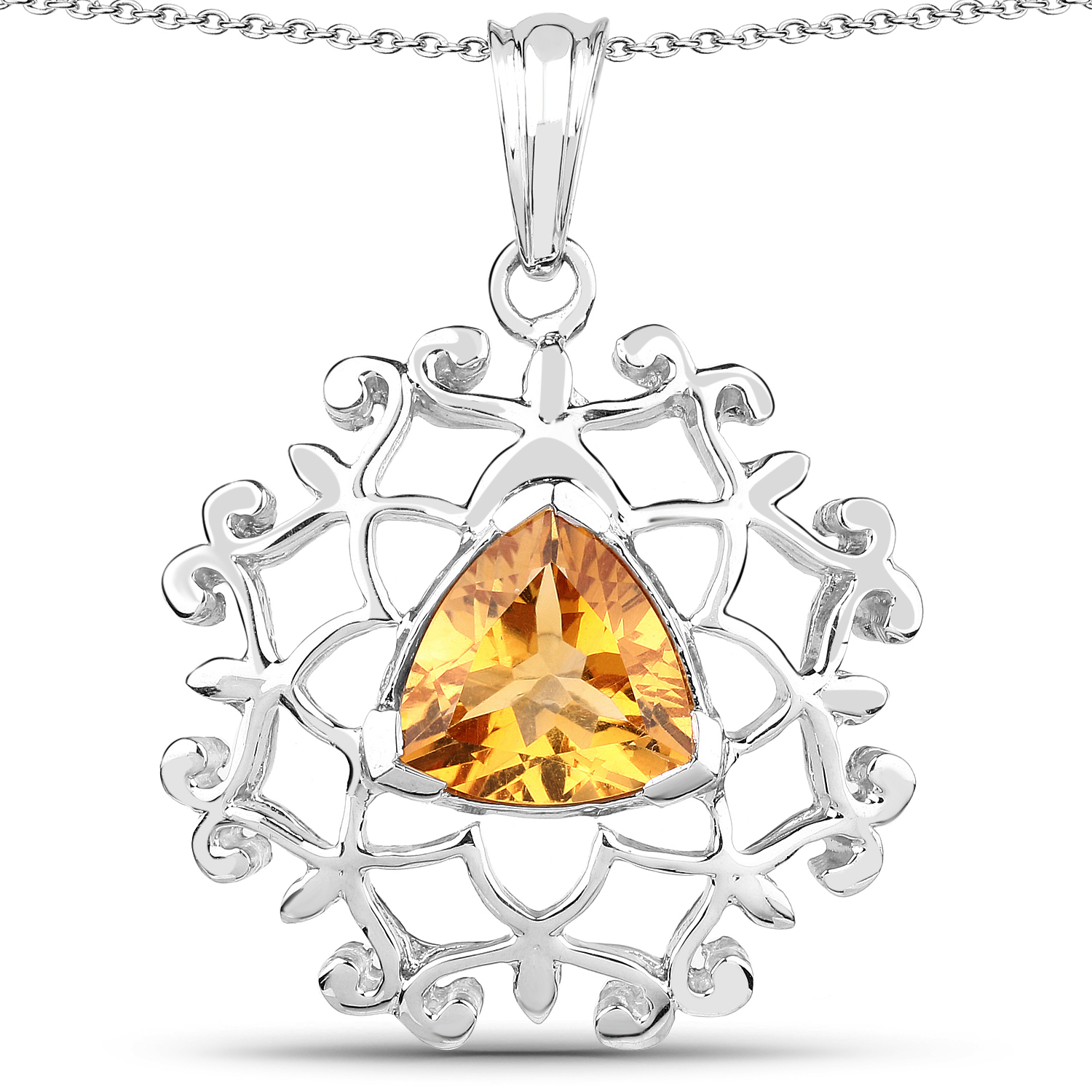 3.65 Carat Genuine Citrine .925 Sterling Silver Pendant
