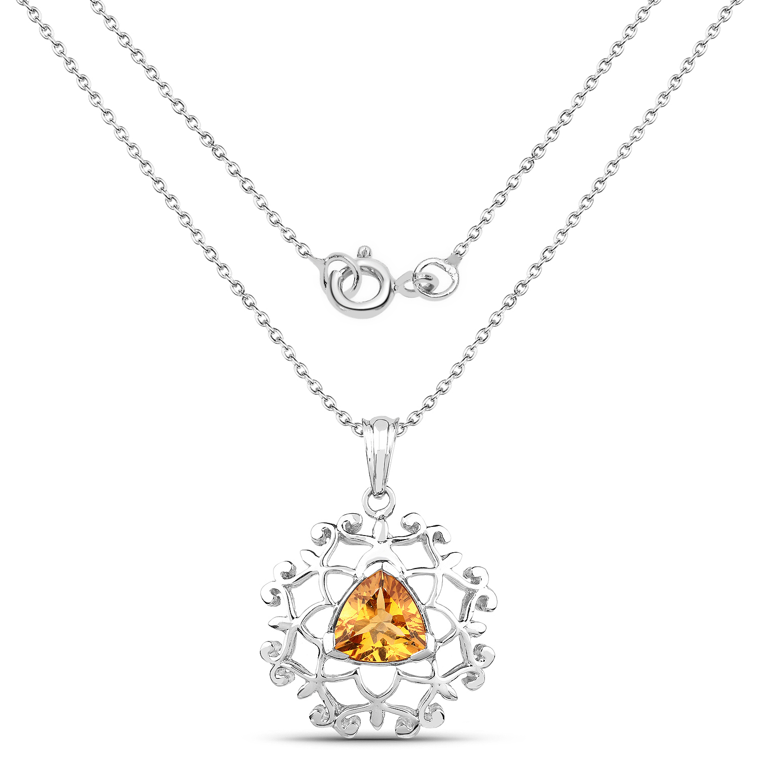 3.65 Carat Genuine Citrine .925 Sterling Silver Pendant