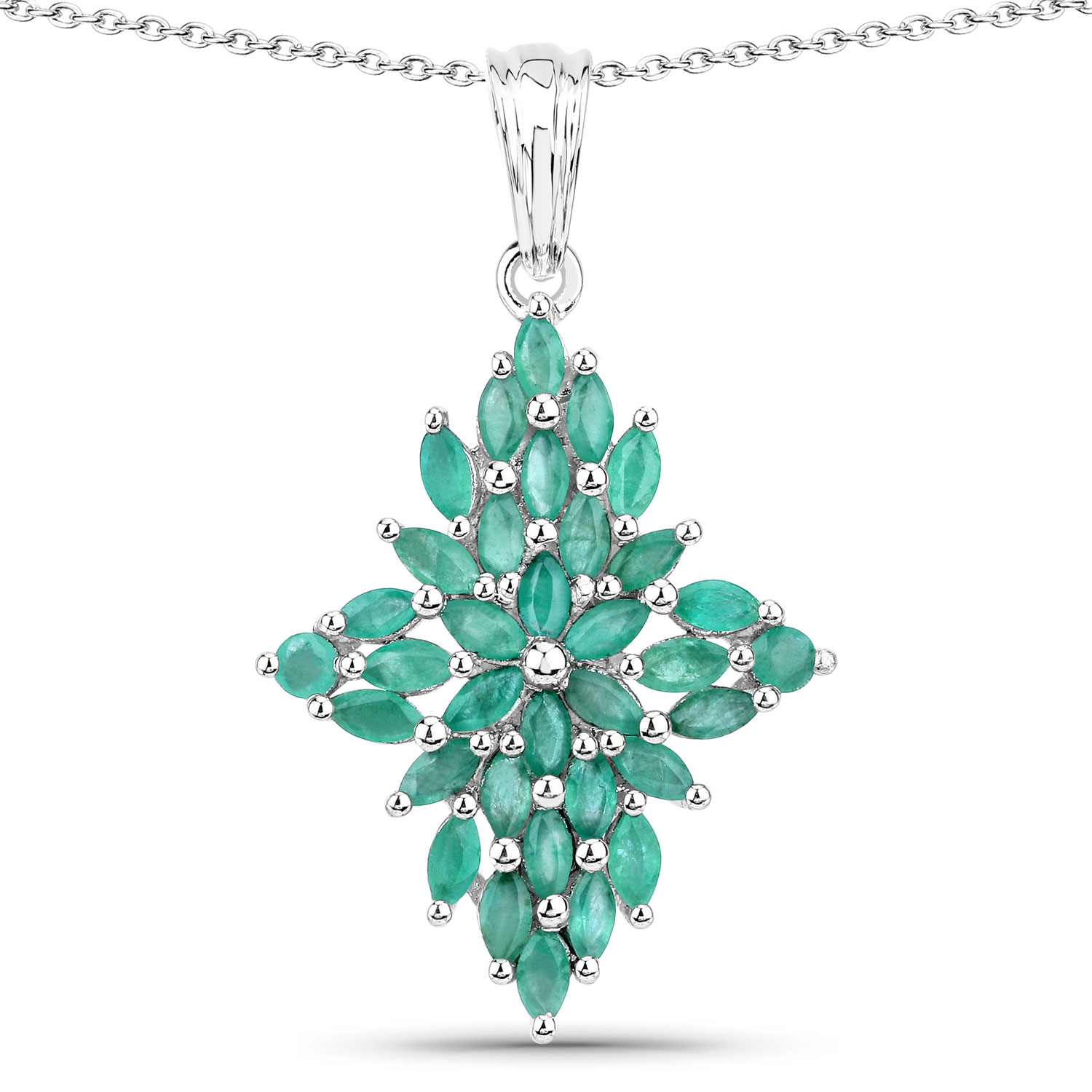 2.35 Carat Genuine Emerald .925 Sterling Silver Pendant