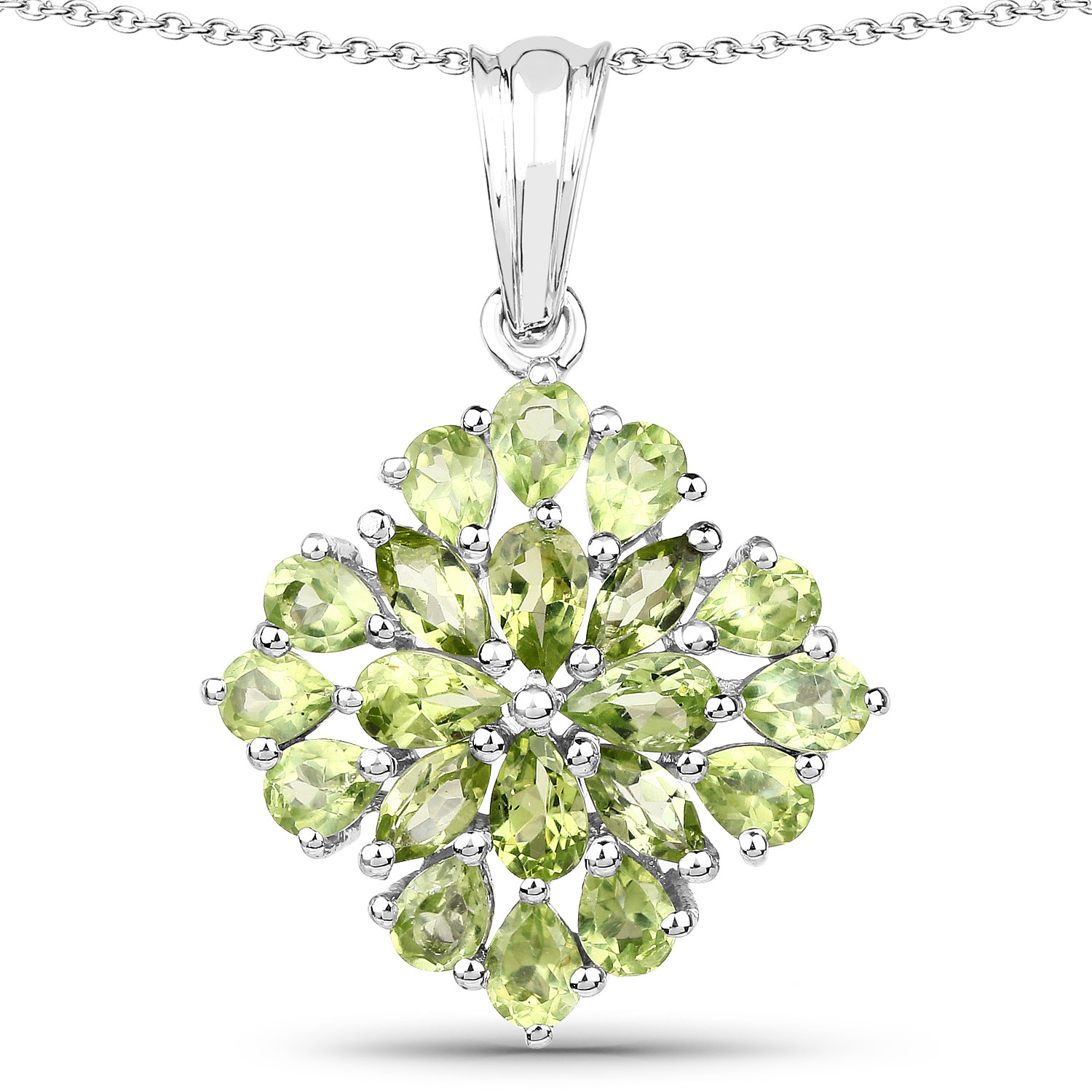 3.40 Carat Genuine Peridot .925 Sterling Silver Pendant