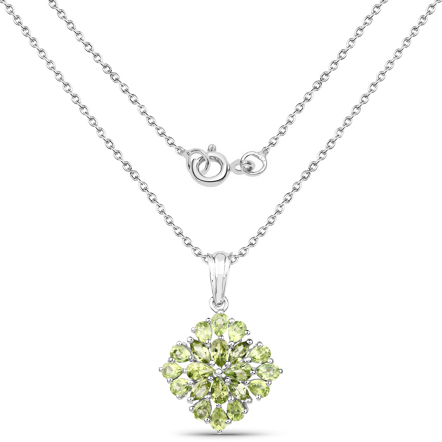 3.40 Carat Genuine Peridot .925 Sterling Silver Pendant