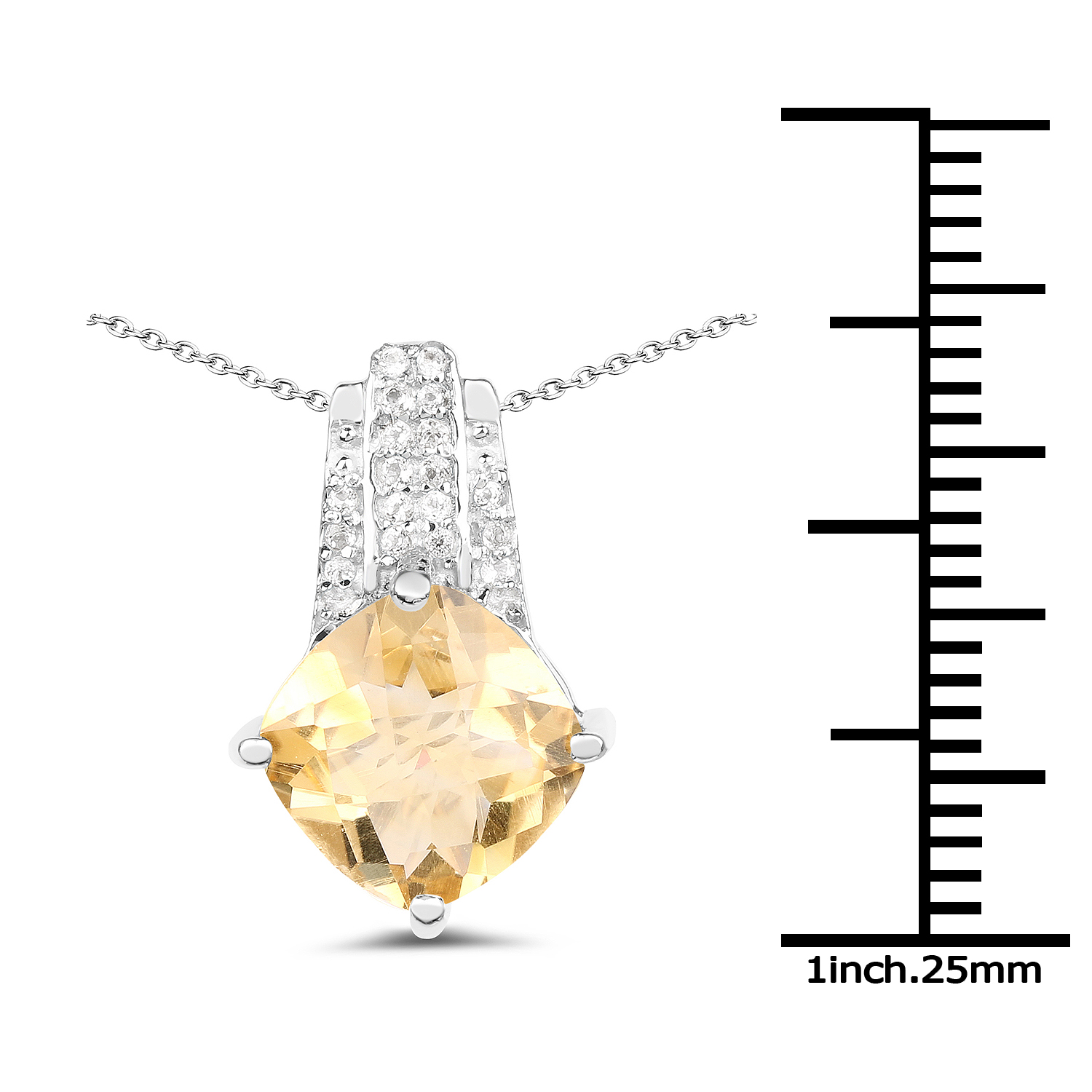 2.68 Carat Genuine Citrine and White Topaz .925 Sterling Silver Pendant