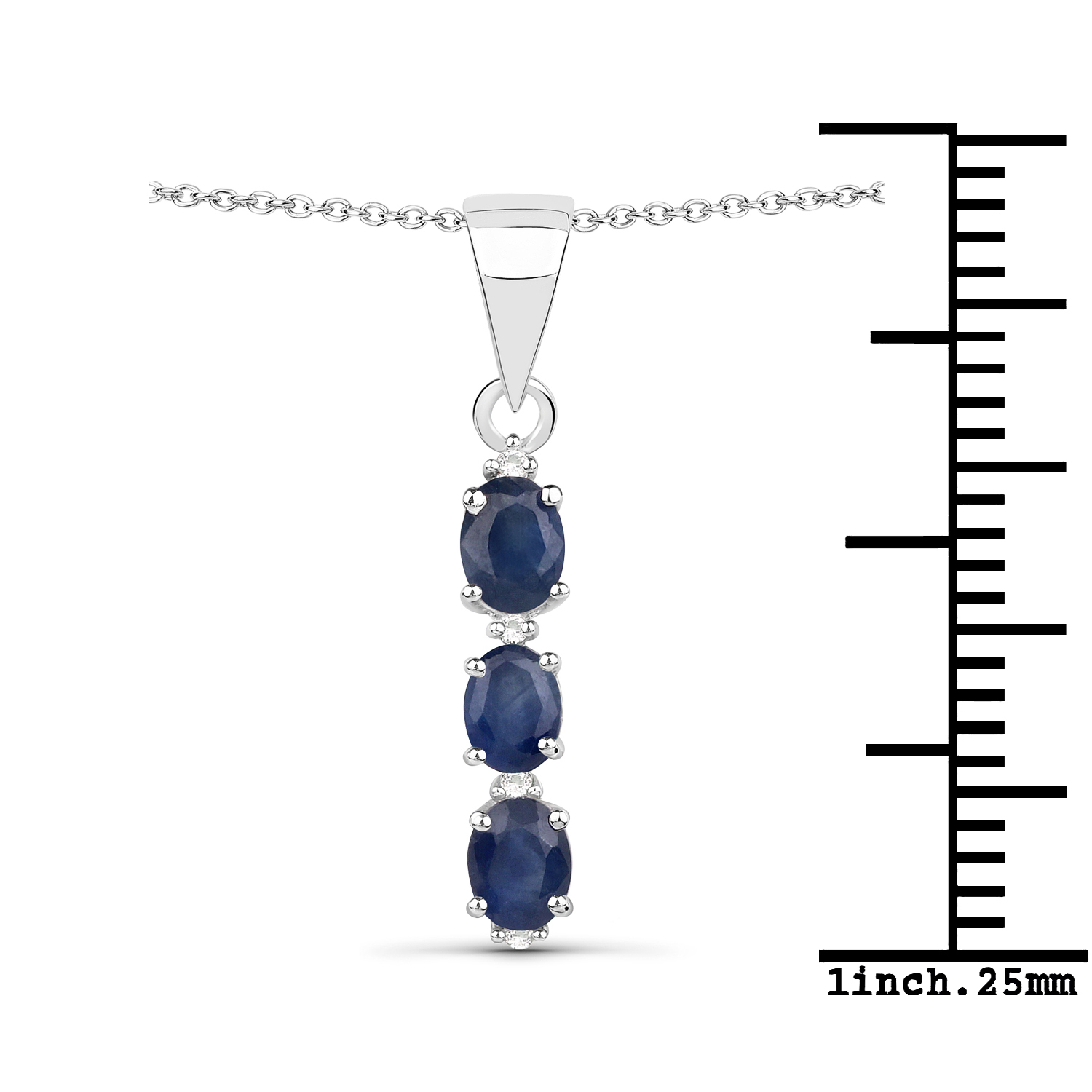 0.62 Carat Genuine Blue Sapphire and White Topaz .925 Sterling Silver Pendant