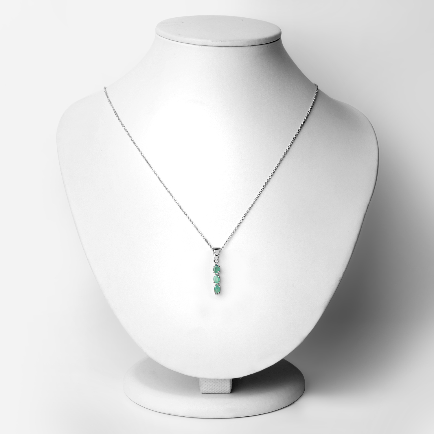 0.44 Carat Genuine Emerald and White Topaz .925 Sterling Silver Pendant