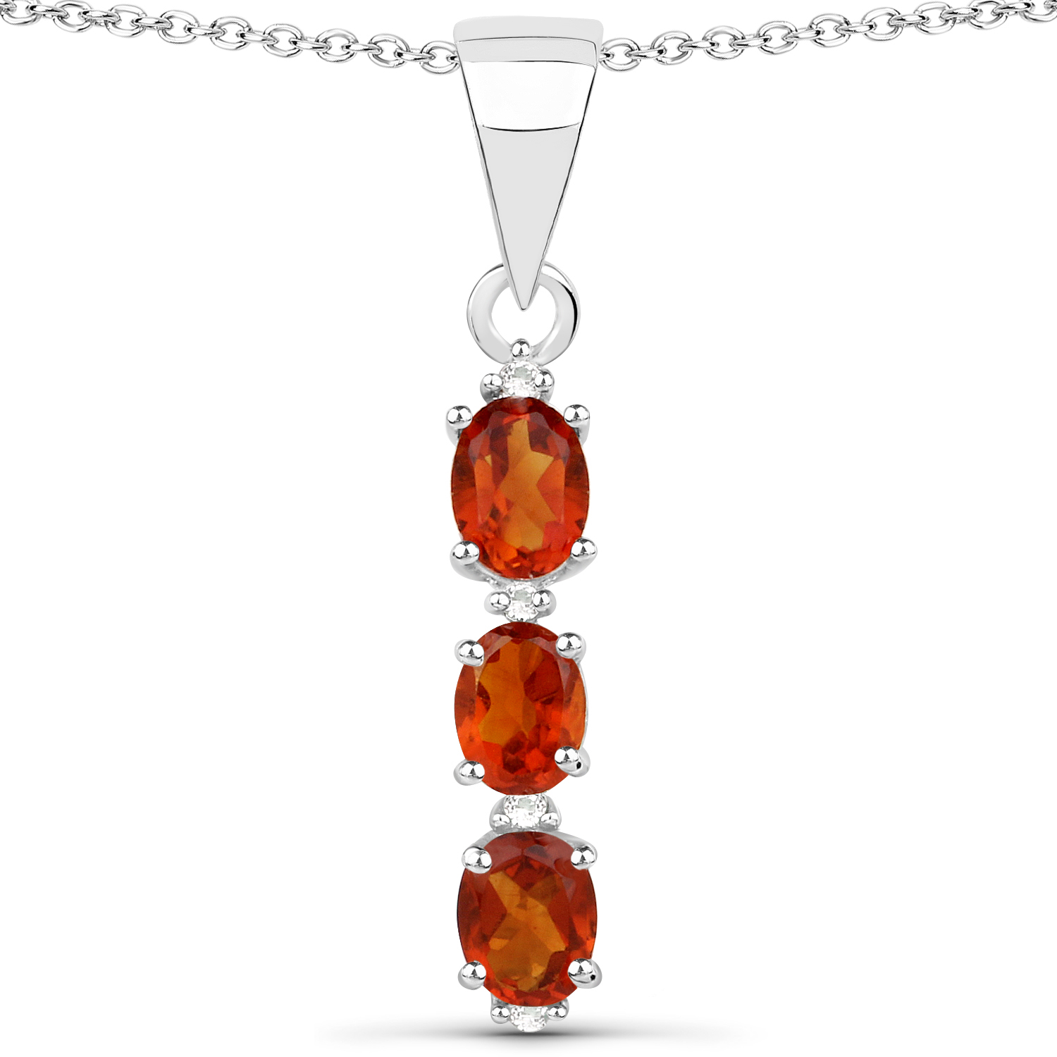 0.50 Carat Genuine Citrine  and White Topaz .925 Sterling Silver Pendant