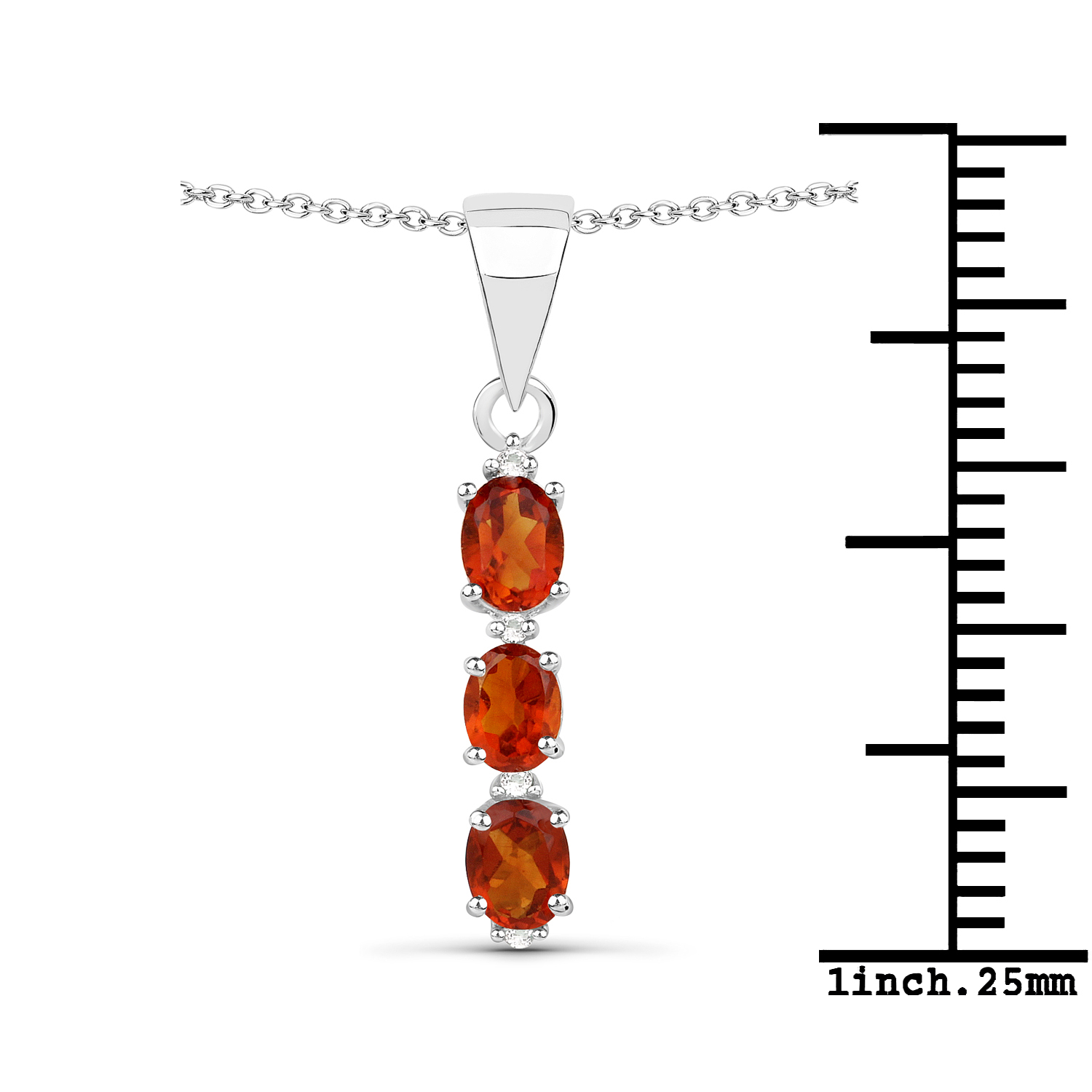 0.50 Carat Genuine Citrine  and White Topaz .925 Sterling Silver Pendant