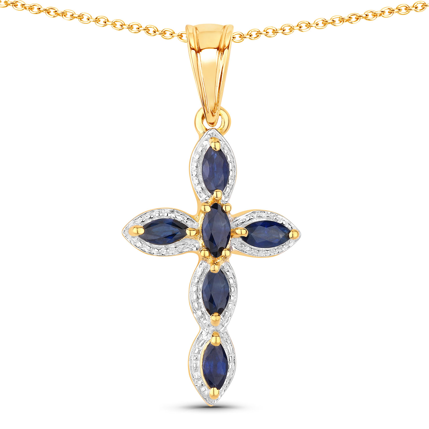 0.90 Carat Genuine Blue Sapphire .925 Sterling Silver Pendant