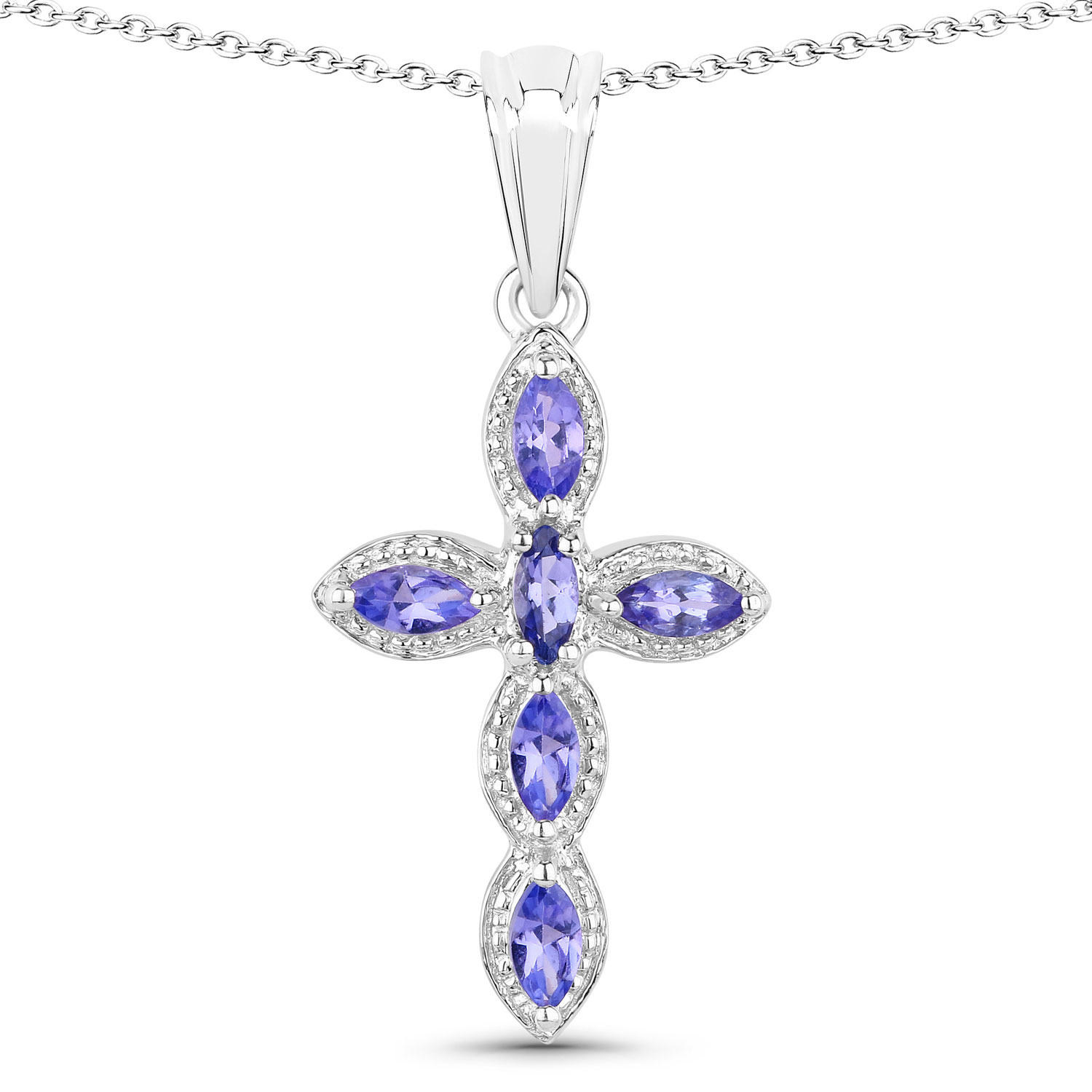 0.84 Carat Genuine Tanzanite .925 Sterling Silver Pendant
