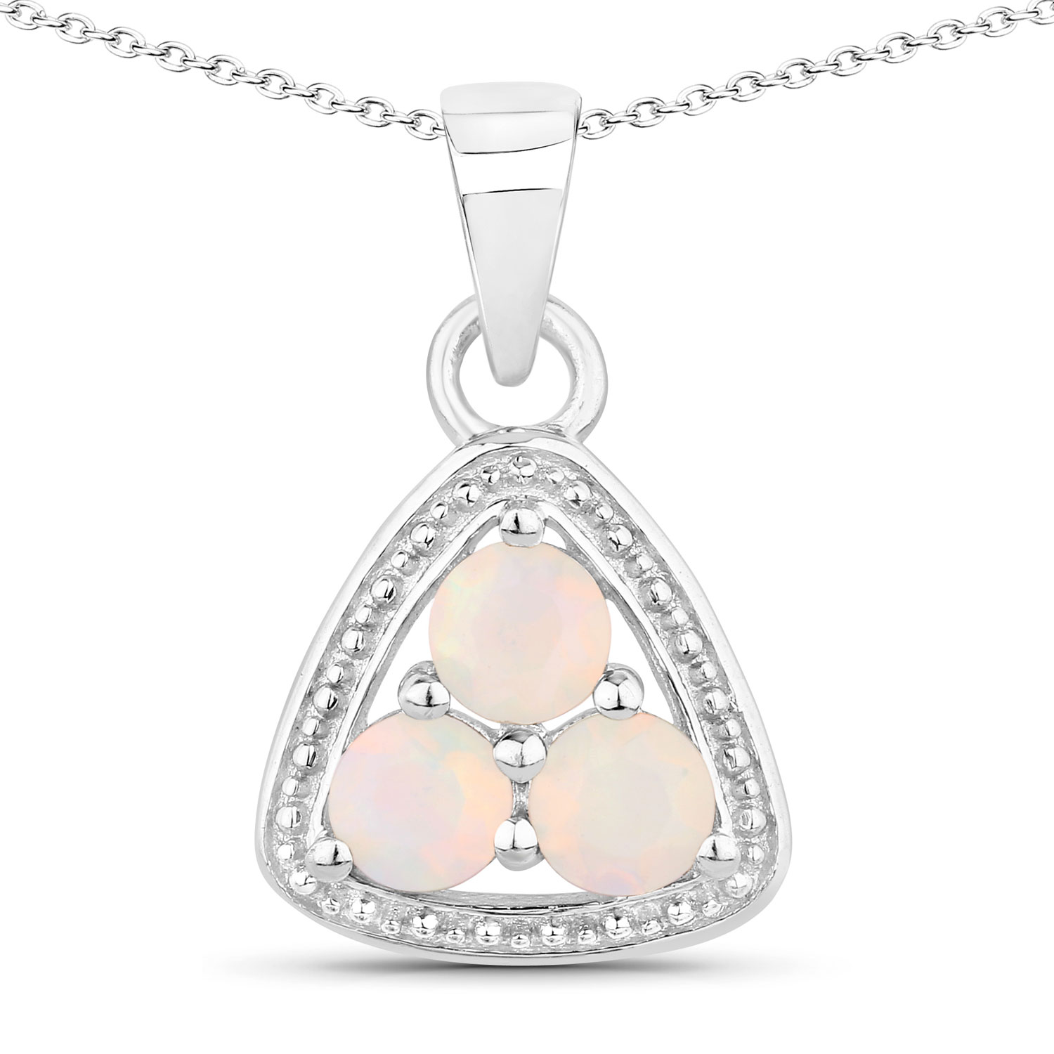 0.45 Carat Genuine Ethiopian Opal .925 Sterling Silver Pendant