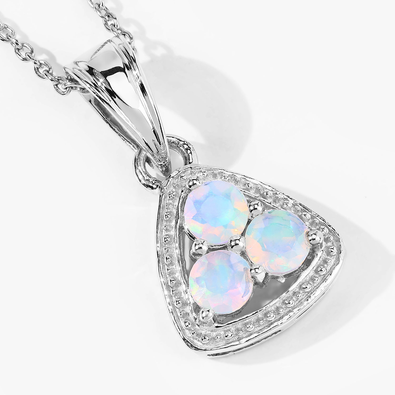 0.45 Carat Genuine Ethiopian Opal .925 Sterling Silver Pendant