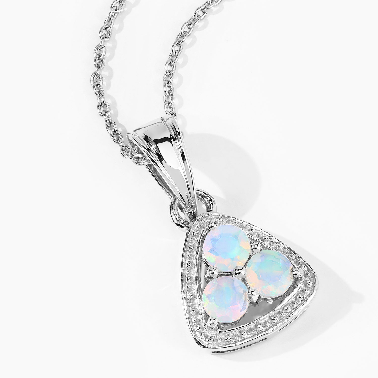 0.45 Carat Genuine Ethiopian Opal .925 Sterling Silver Pendant