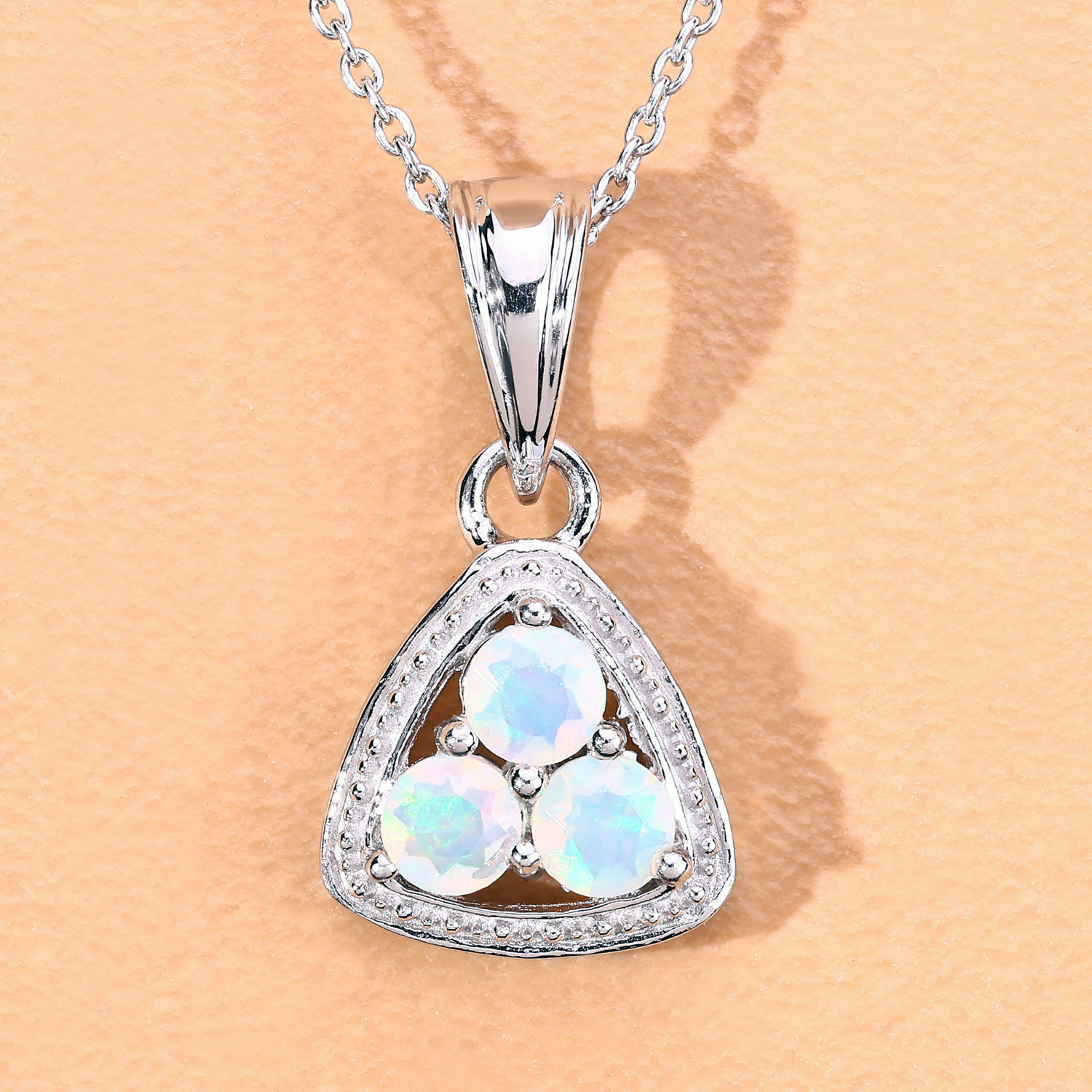 0.45 Carat Genuine Ethiopian Opal .925 Sterling Silver Pendant