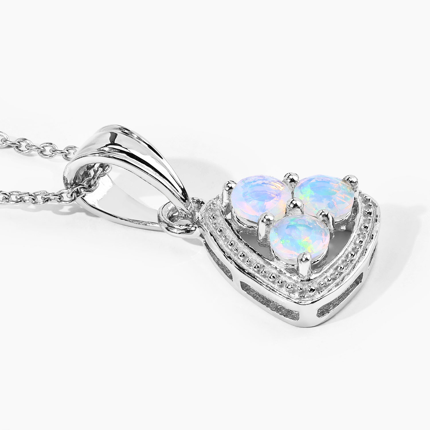 0.45 Carat Genuine Ethiopian Opal .925 Sterling Silver Pendant