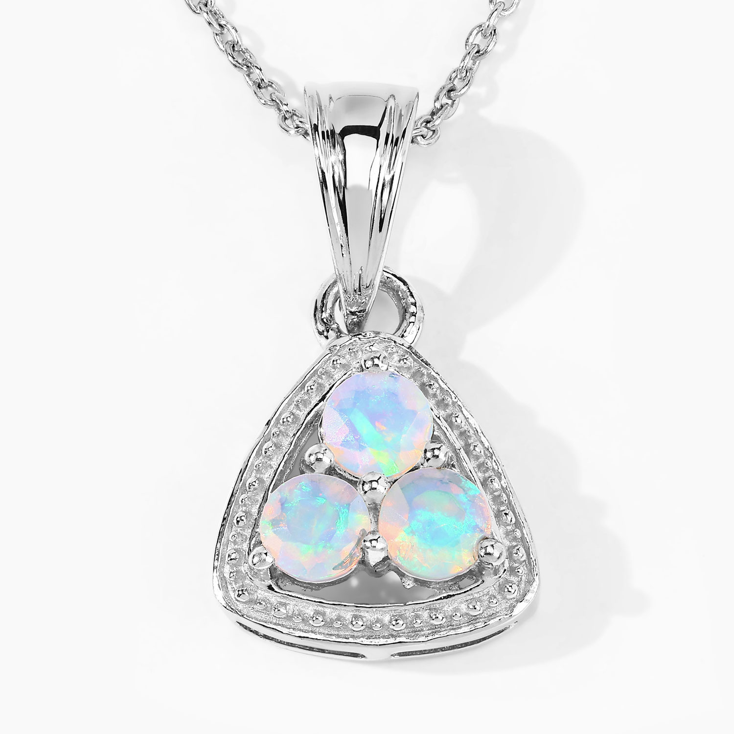 0.45 Carat Genuine Ethiopian Opal .925 Sterling Silver Pendant