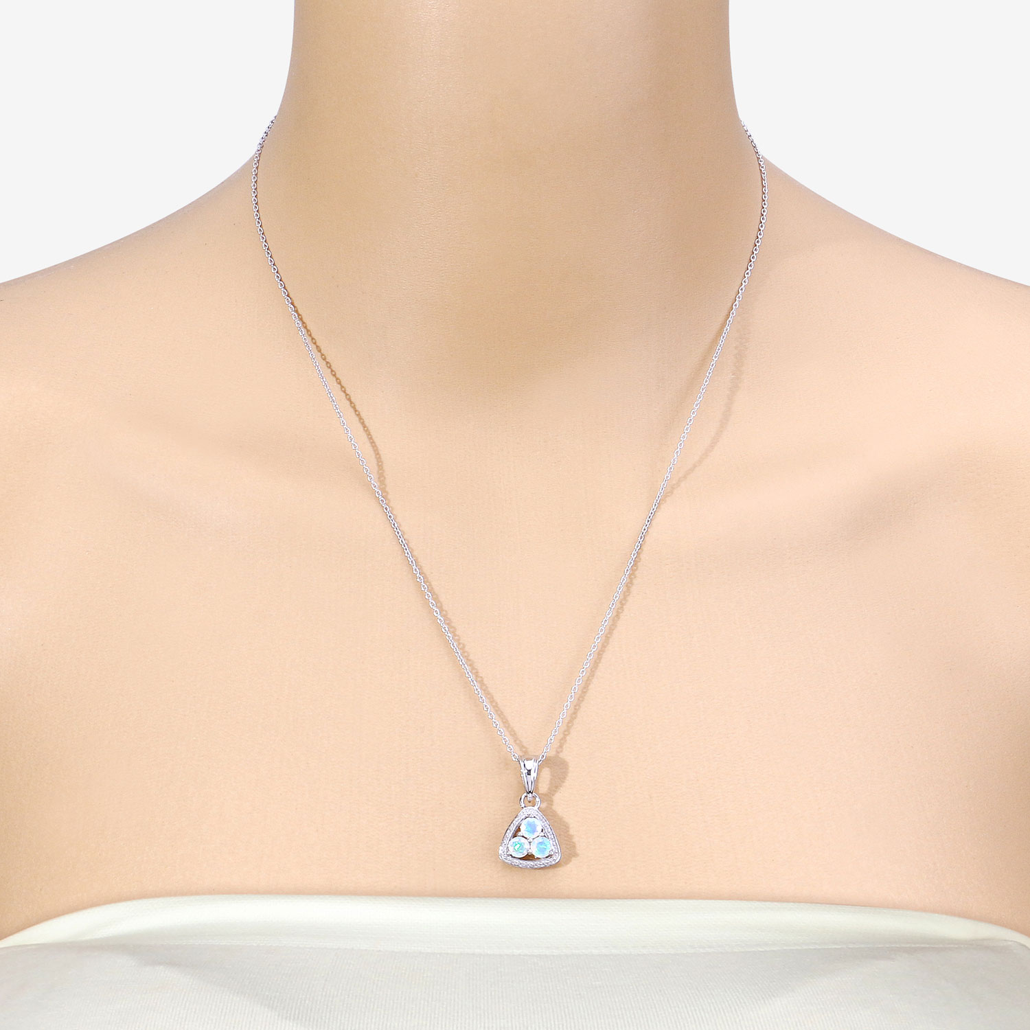 0.45 Carat Genuine Ethiopian Opal .925 Sterling Silver Pendant