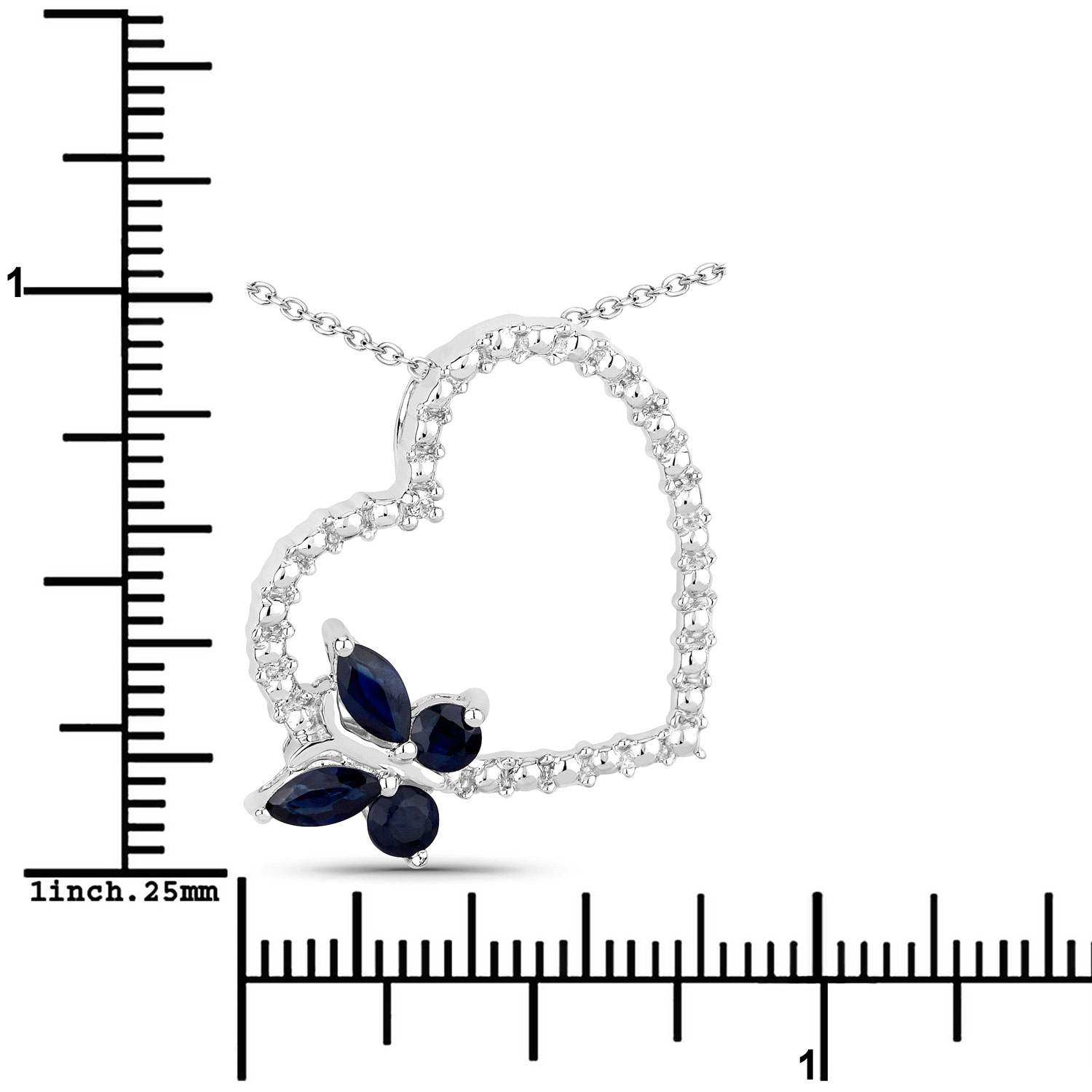 0.50 Carat Genuine Blue Sapphire and Created White Sapphire .925 Sterling Silver Pendant