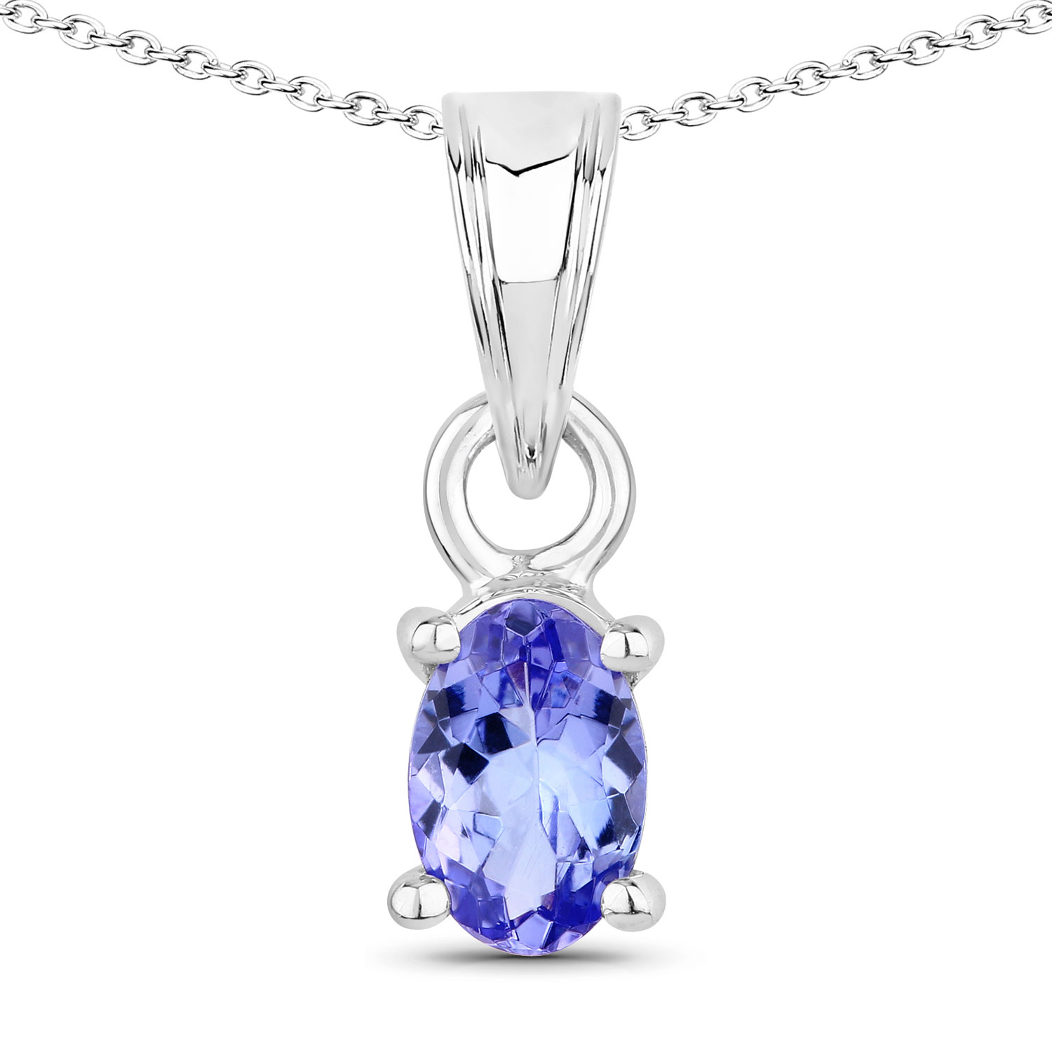0.44 Carat Genuine Tanzanite .925 Sterling Silver Pendant