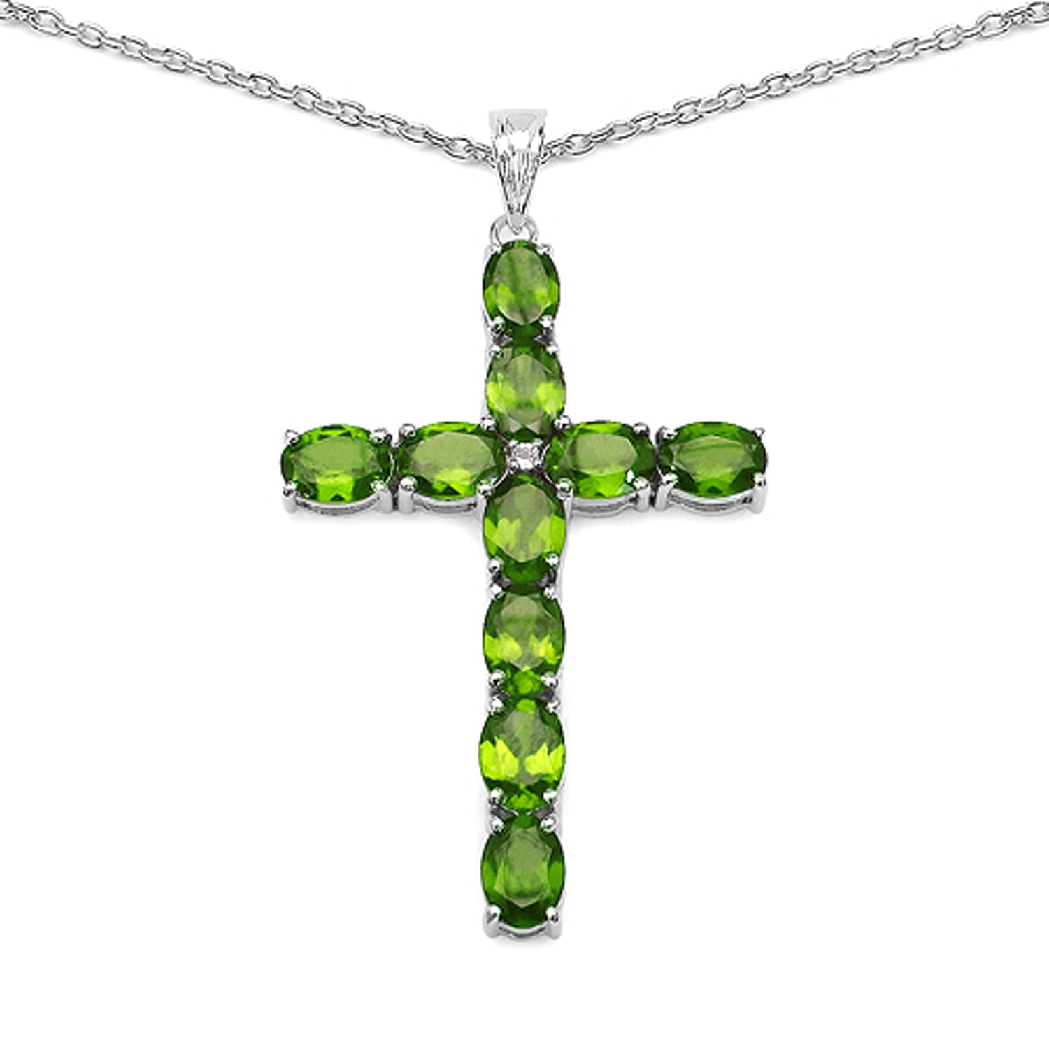 8.32 Carat Genuine Peridot and White Topaz .925 Sterling Silver Pendant