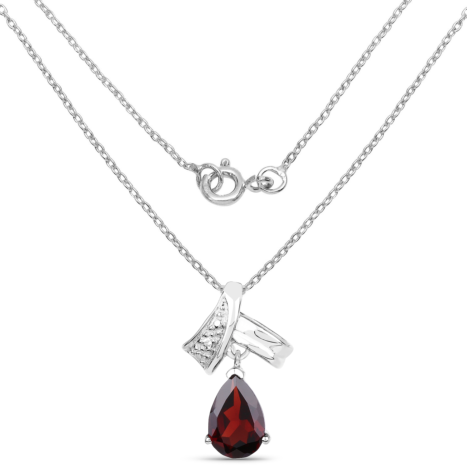 1.30 Carat Genuine Garnet .925 Sterling Silver Pendant