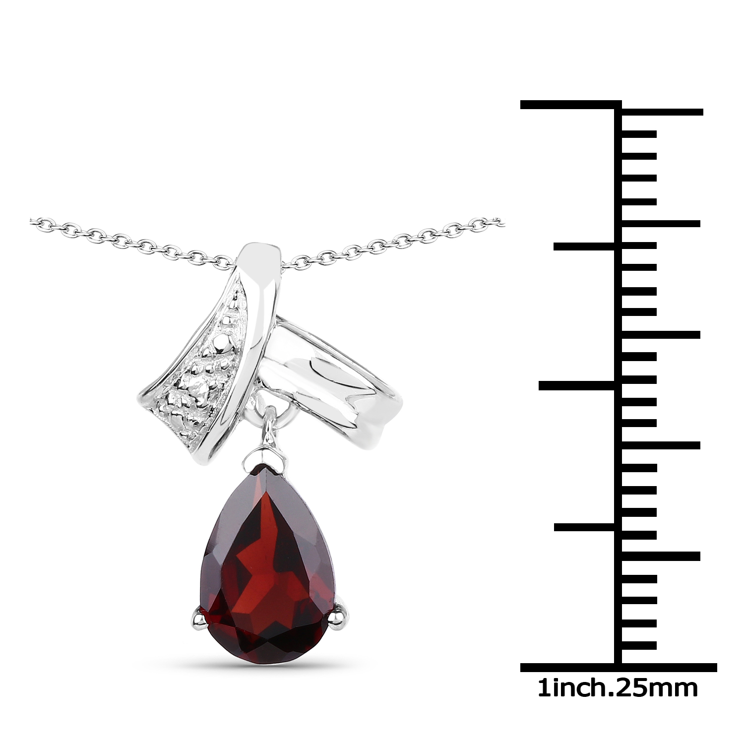 1.30 Carat Genuine Garnet .925 Sterling Silver Pendant