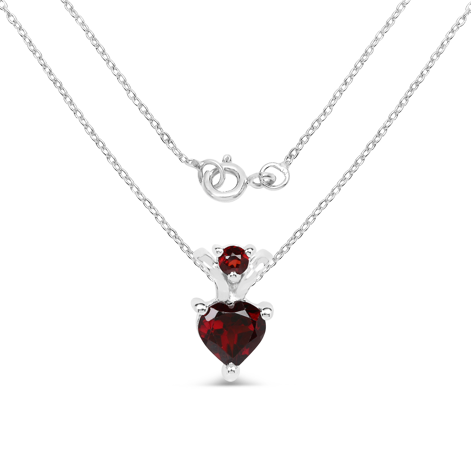 14K White Gold Plated 1.37 Carat Genuine Garnet .925 Sterling Silver Pendant