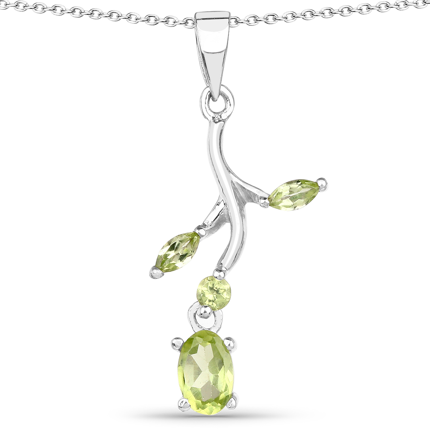0.66 Carat Genuine Peridot .925 Sterling Silver Pendant