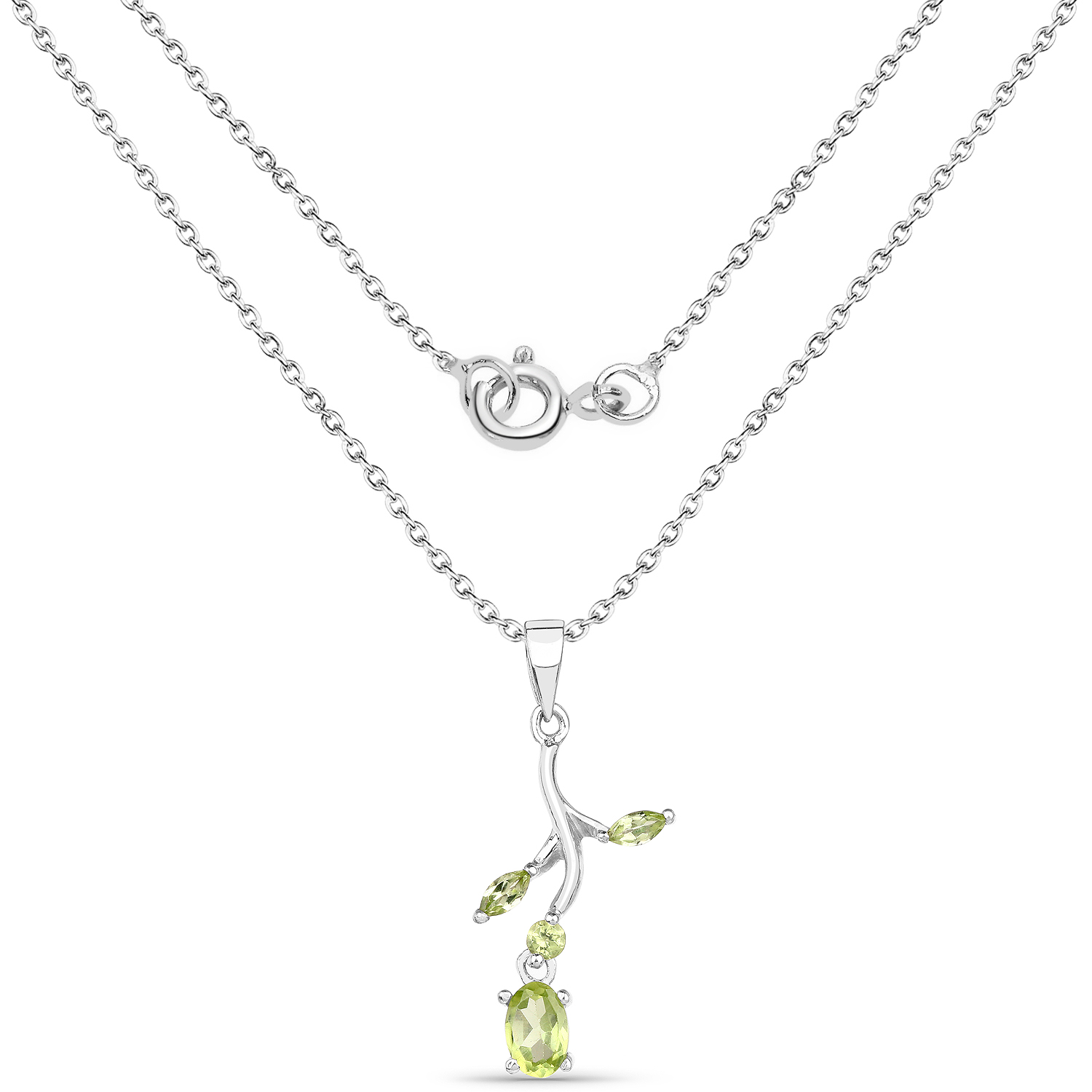0.66 Carat Genuine Peridot .925 Sterling Silver Pendant