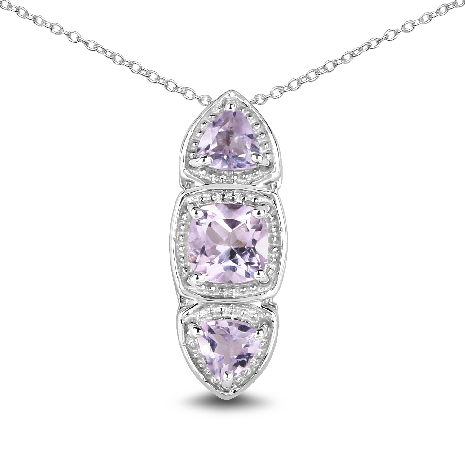1.05 Carat Genuine Pink Amethyst .925 Sterling Silver Pendant