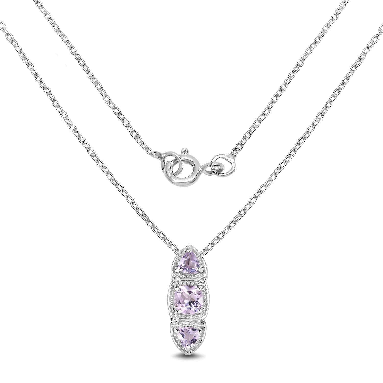 1.05 Carat Genuine Pink Amethyst .925 Sterling Silver Pendant