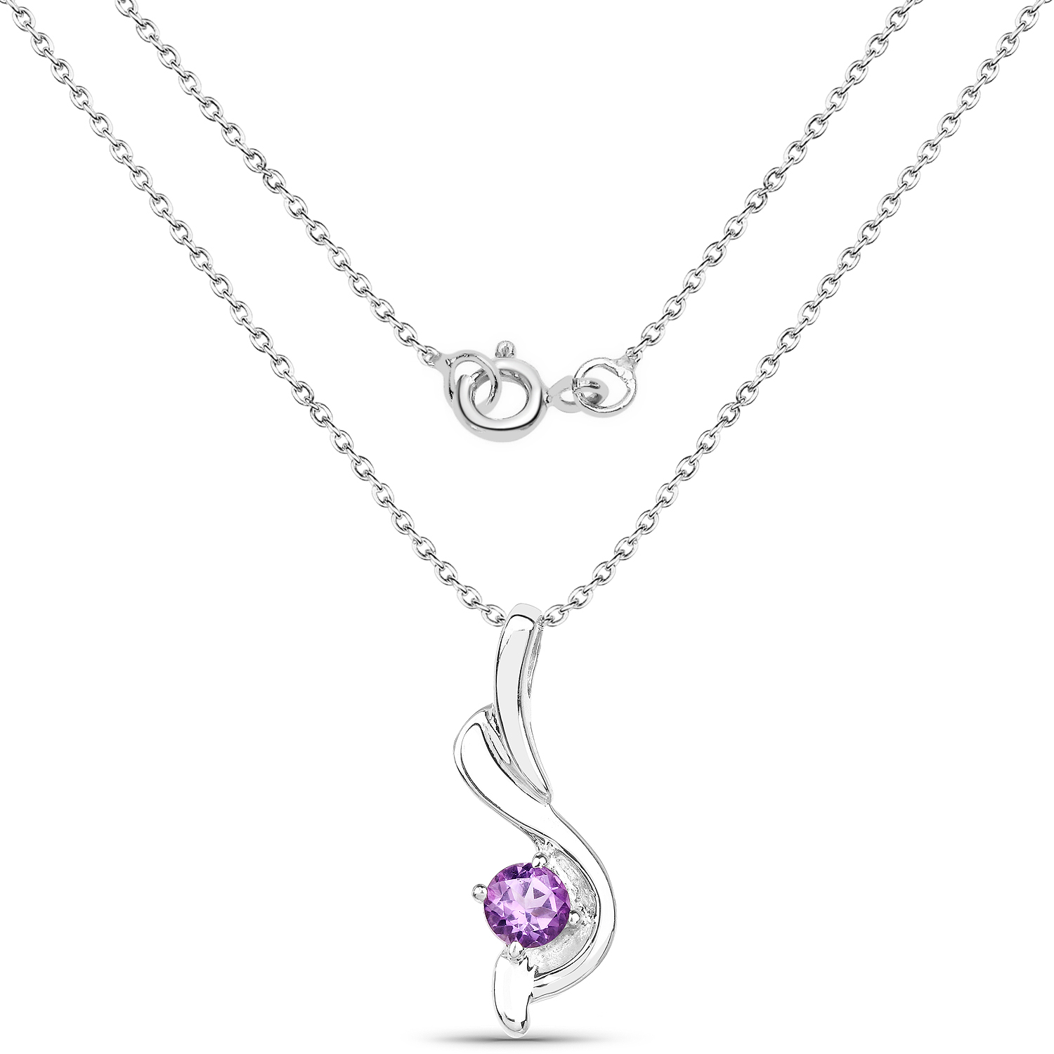 0.45 Carat Genuine Amethyst .925 Sterling Silver Pendant