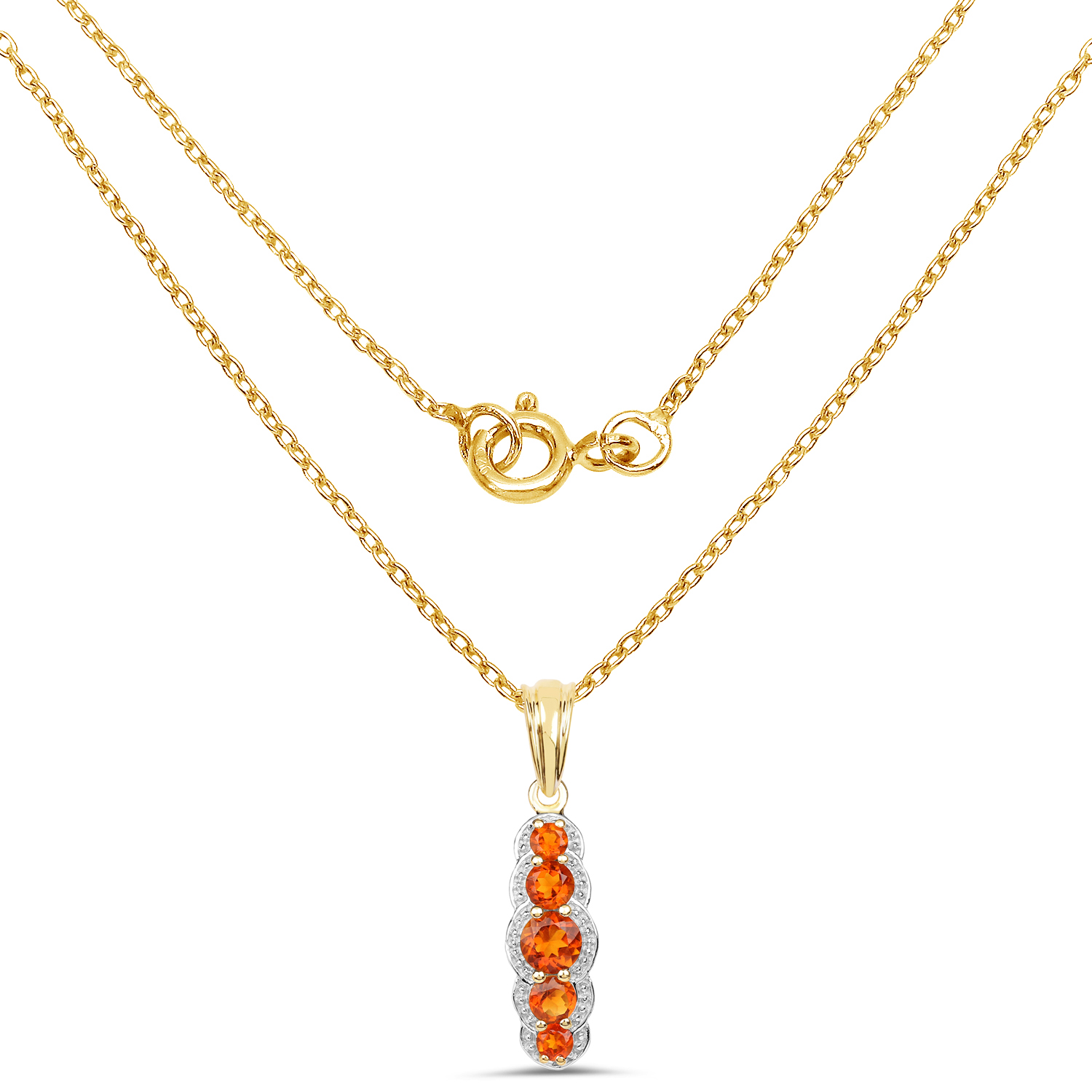 14K Yellow Gold Plated 1.11 Carat Genuine Citrine .925 Sterling Silver Pendant