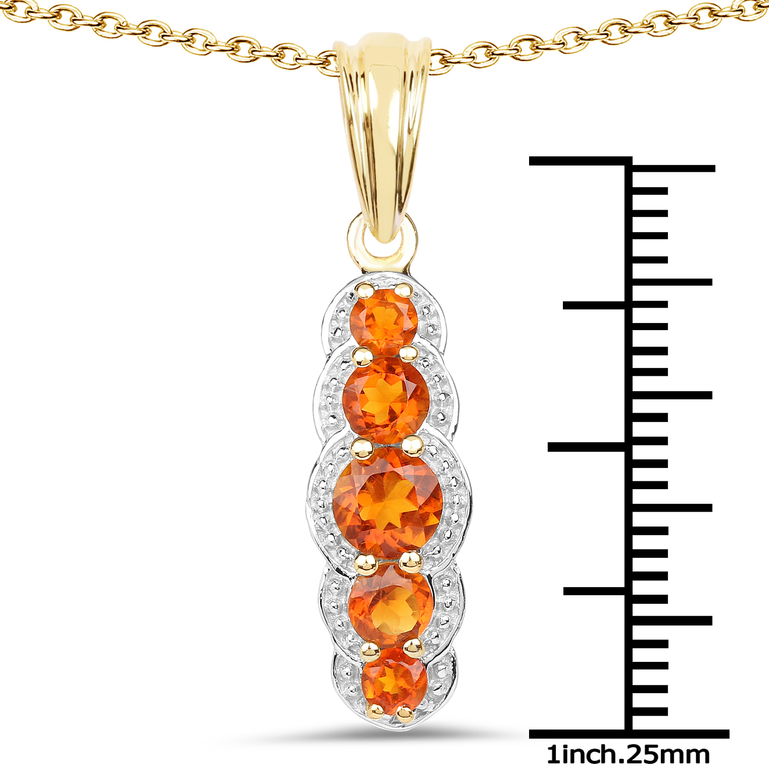 14K Yellow Gold Plated 1.11 Carat Genuine Citrine .925 Sterling Silver Pendant
