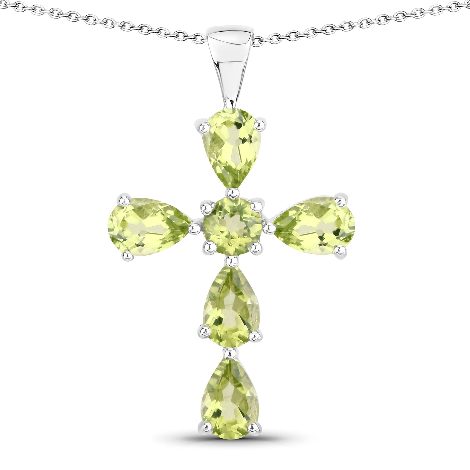 2.24 Carat Genuine Peridot .925 Sterling Silver Pendant