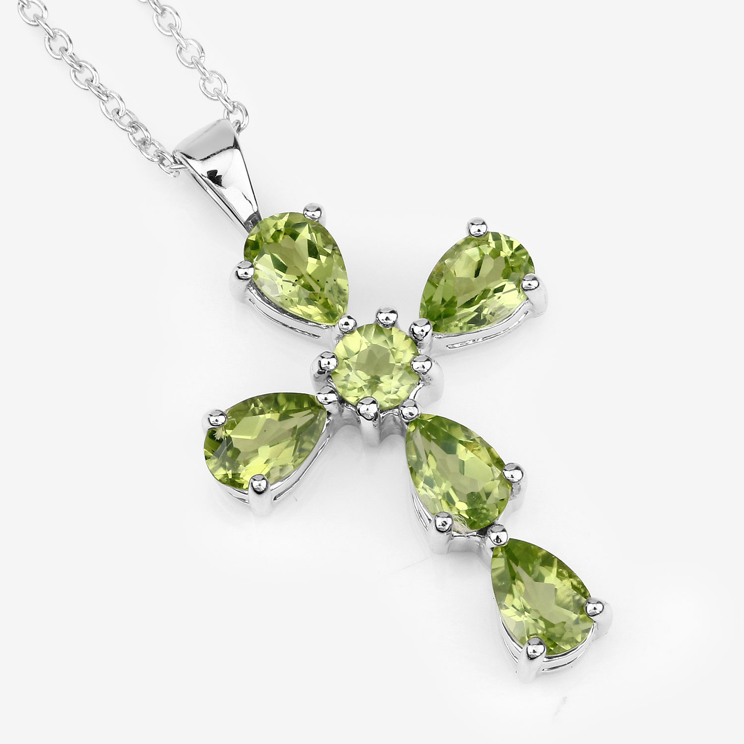 2.24 Carat Genuine Peridot .925 Sterling Silver Pendant