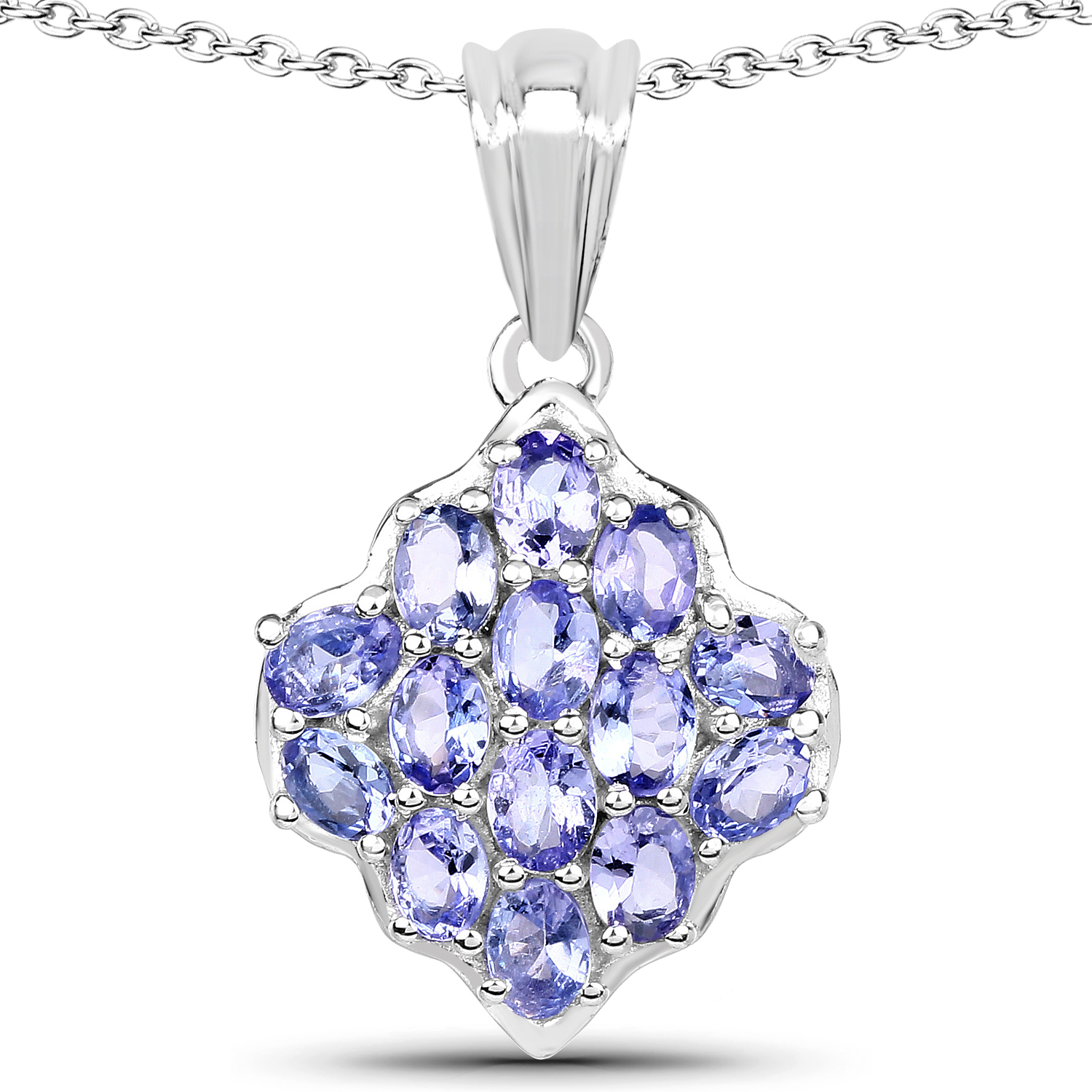 2.38 Carat Genuine Tanzanite .925 Sterling Silver Pendant