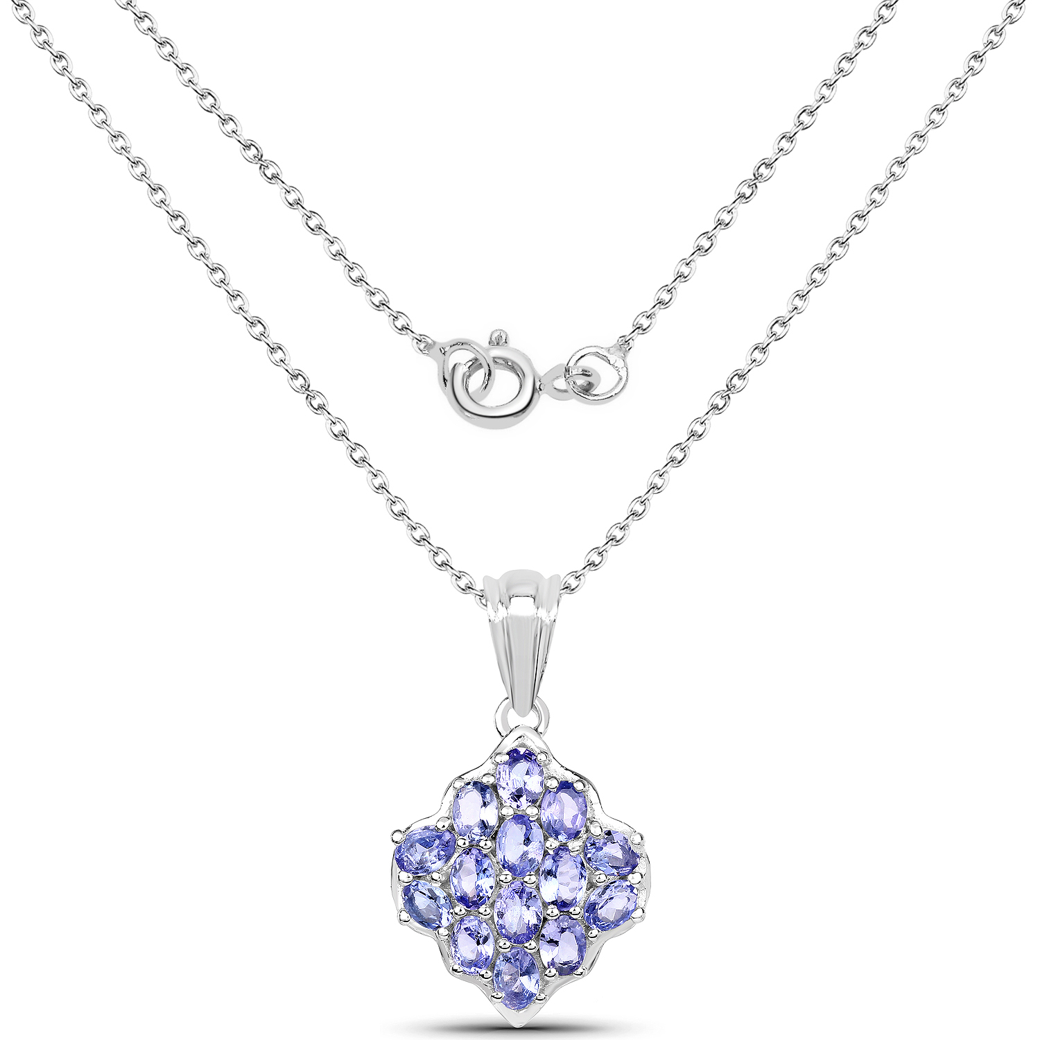 2.38 Carat Genuine Tanzanite .925 Sterling Silver Pendant