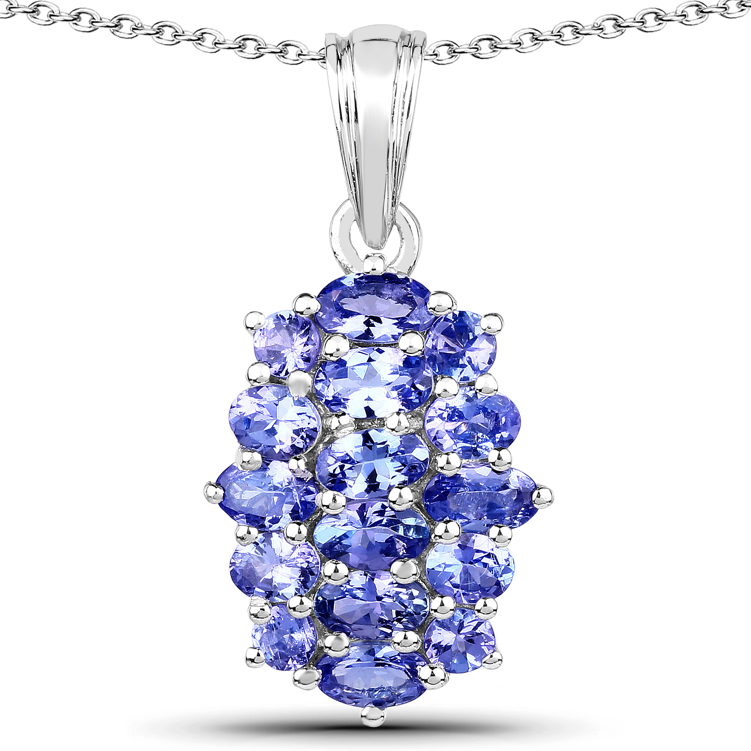 3.48 Carat Genuine Tanzanite .925 Sterling Silver Pendant