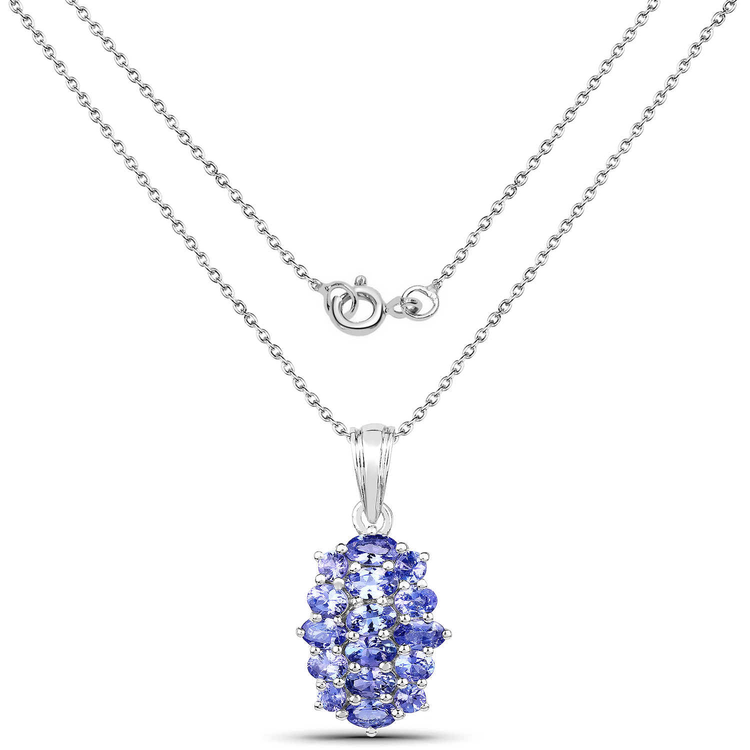 3.48 Carat Genuine Tanzanite .925 Sterling Silver Pendant