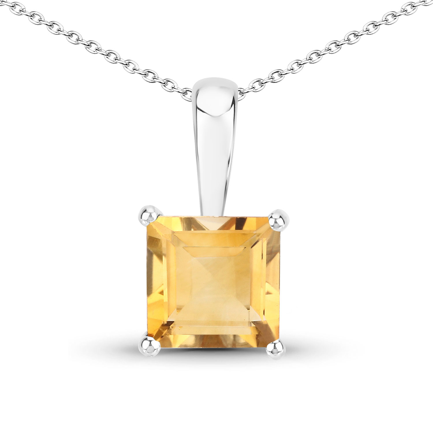 1.00 Carat Genuine Citrine .925 Sterling Silver Pendant