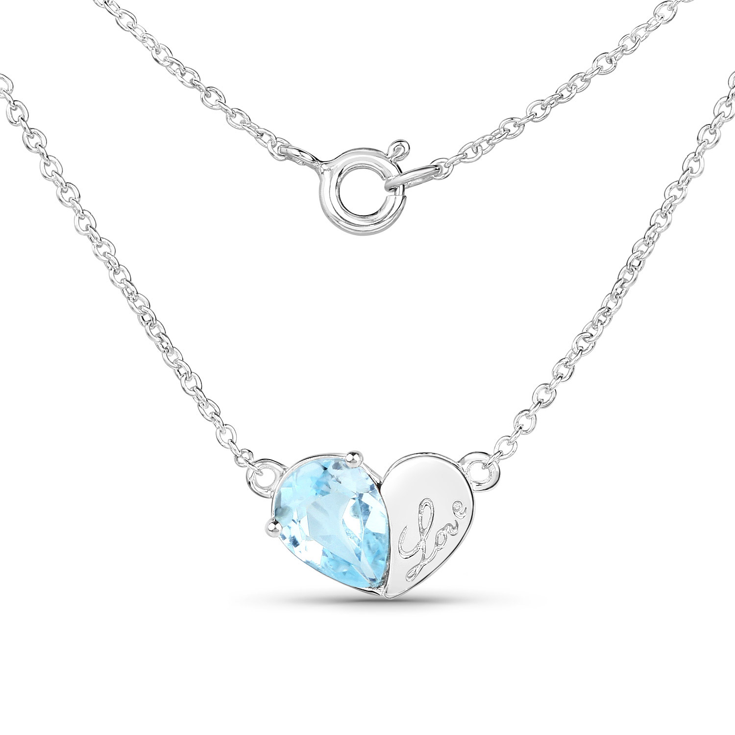 1.90 Carat Genuine Blue Topaz .925 Sterling Silver Pendant