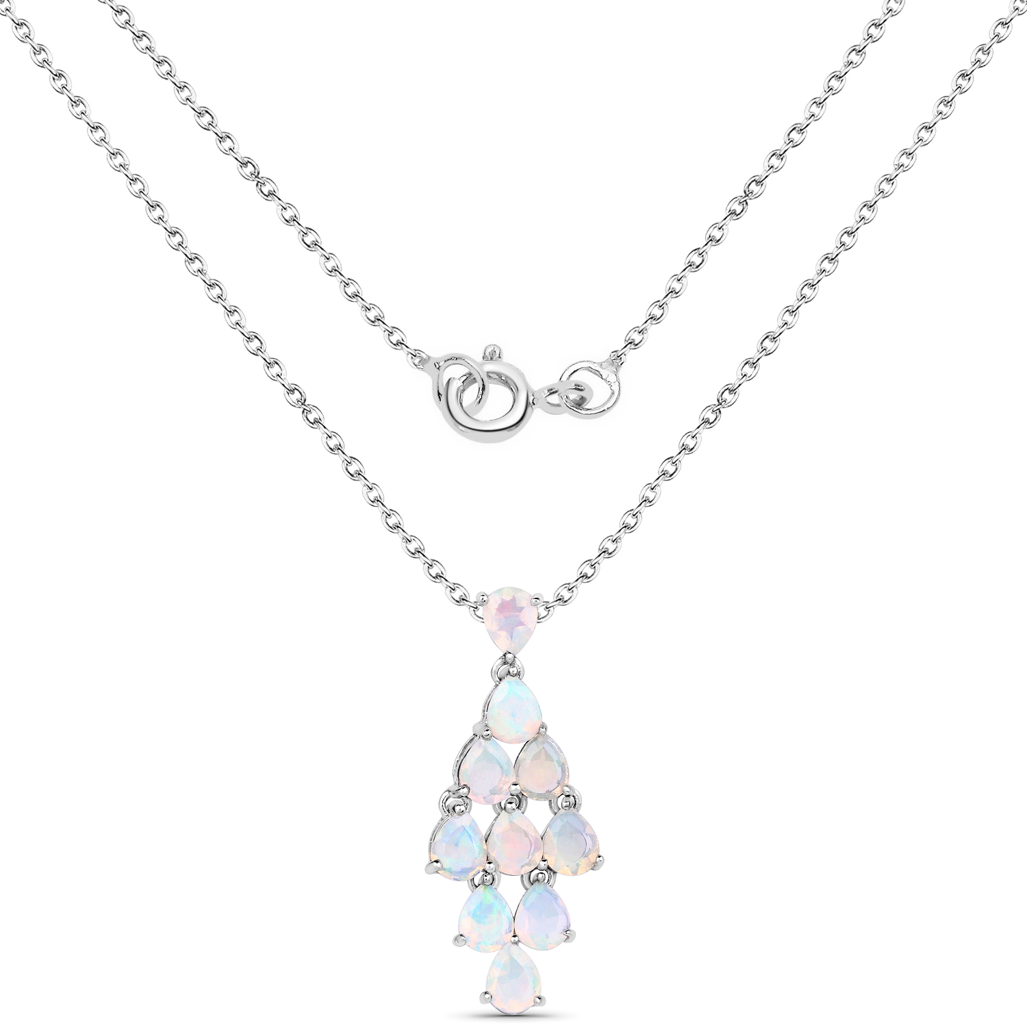 2.00 Carat Genuine Ethiopian Opal .925 Sterling Silver Pendant