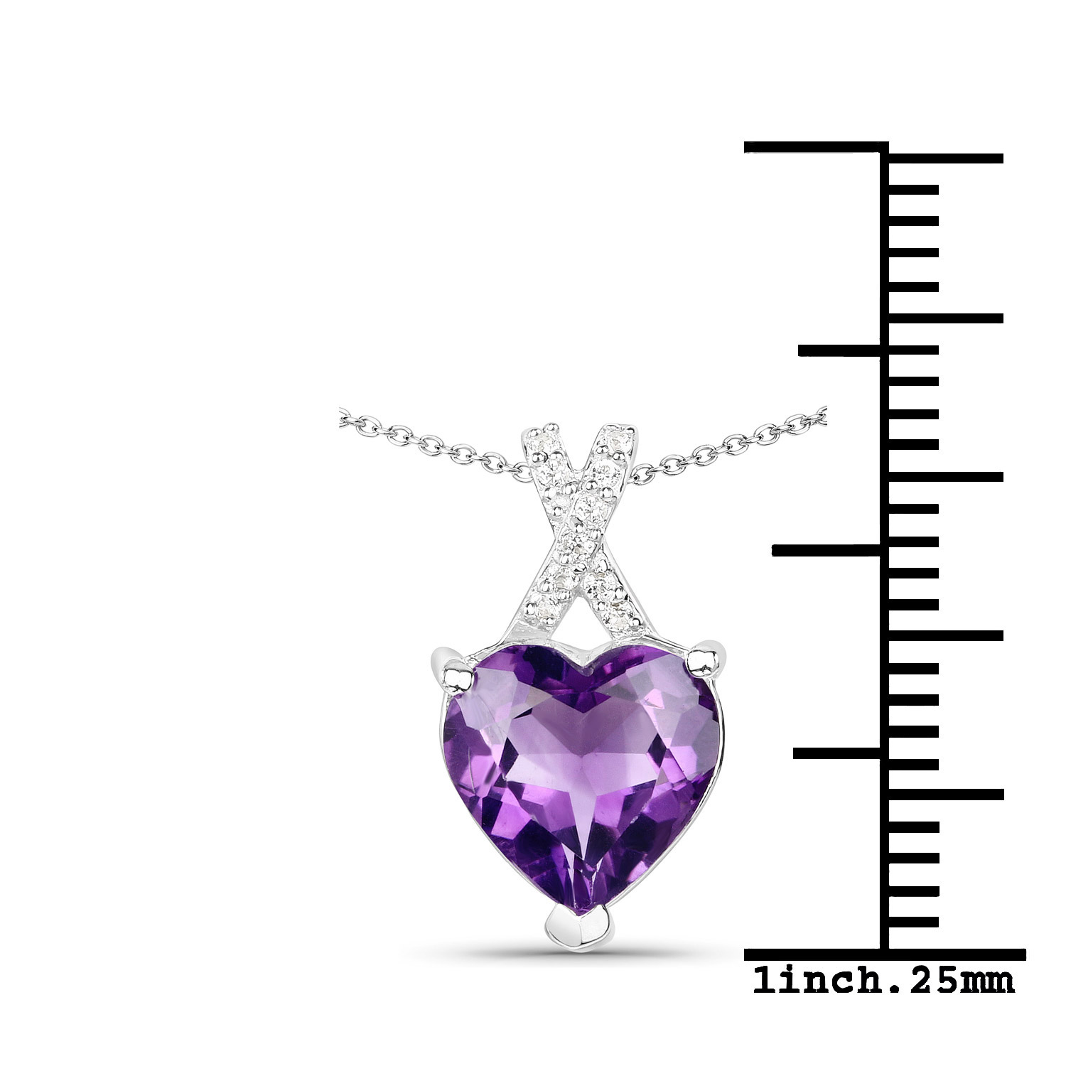2.05 Carat Genuine Amethyst and White Topaz .925 Sterling Silver Pendant