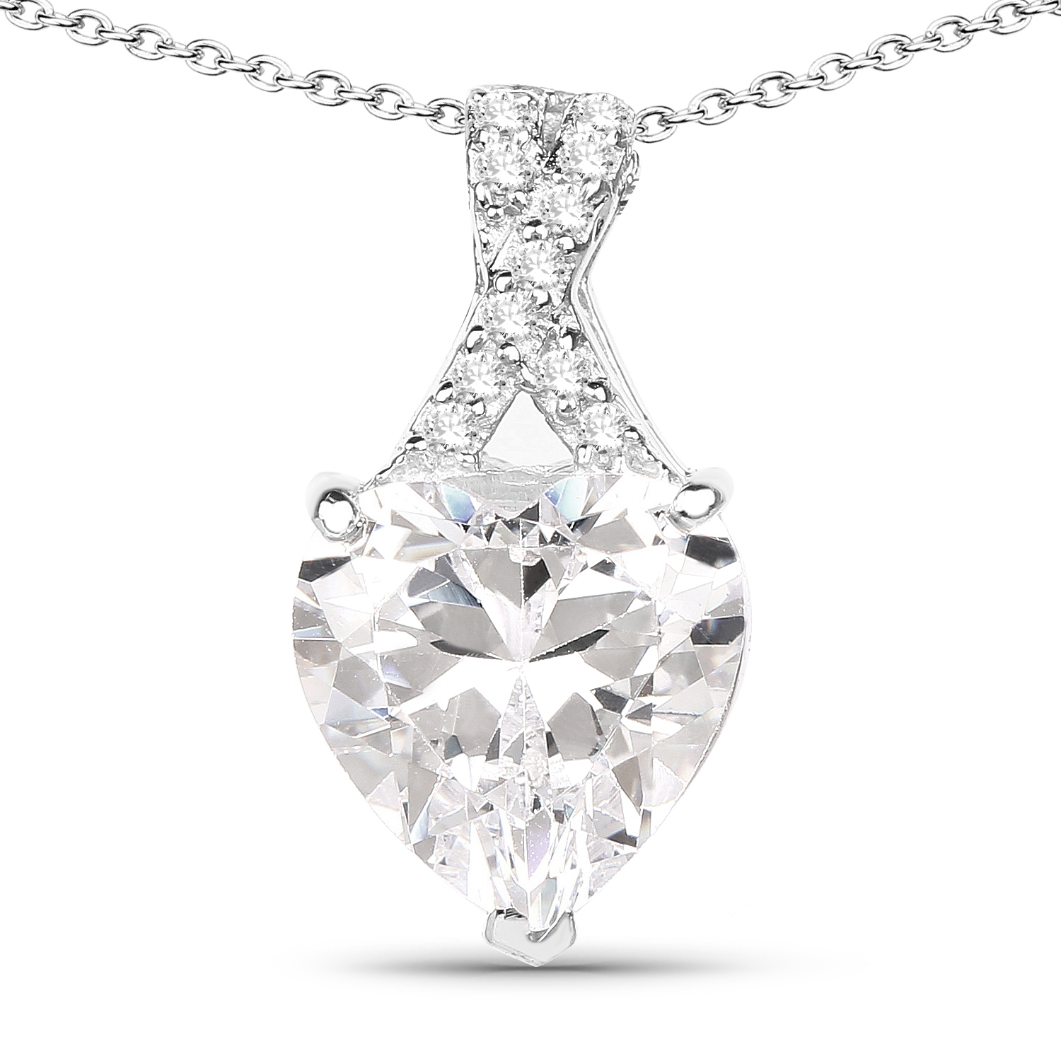 4.45 Carat Genuine White Cubic Zirconia .925 Sterling Silver Pendant