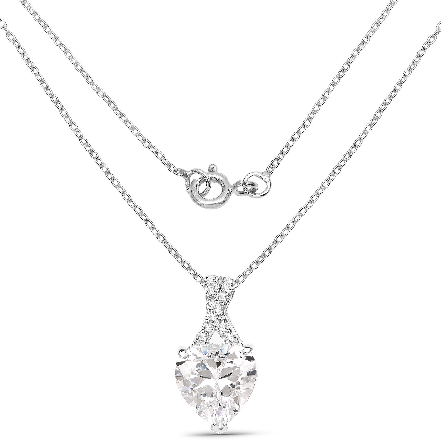 4.45 Carat Genuine White Cubic Zirconia .925 Sterling Silver Pendant