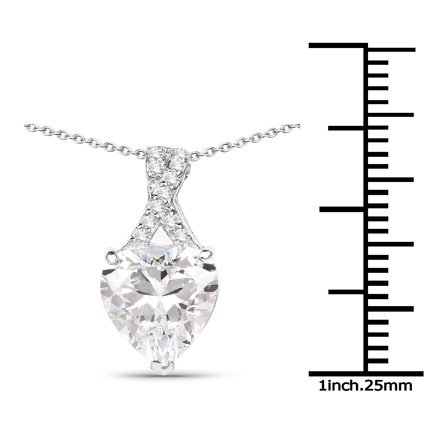 4.45 Carat Genuine White Cubic Zirconia .925 Sterling Silver Pendant
