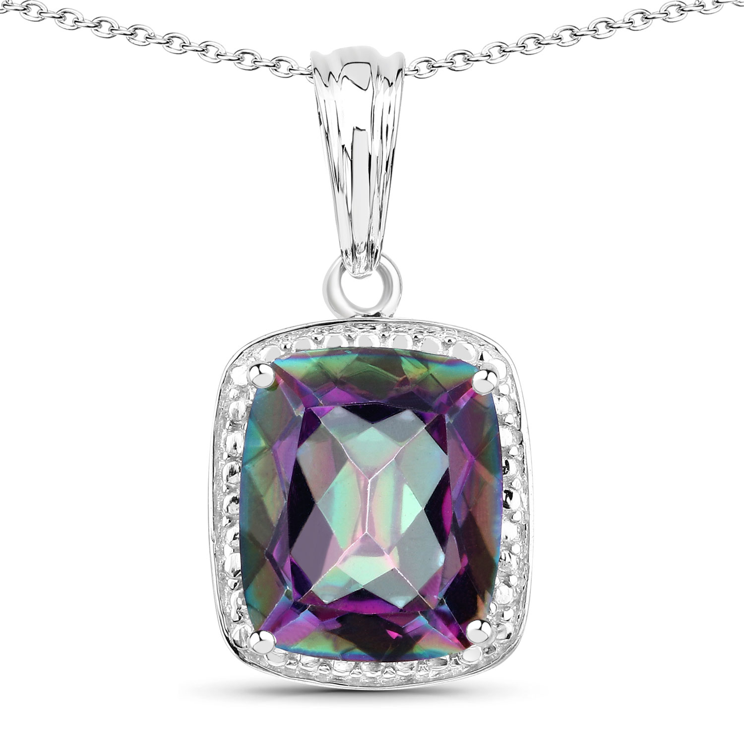 4.70 Carat Genuine Rainbow Quartz .925 Sterling Silver Pendant