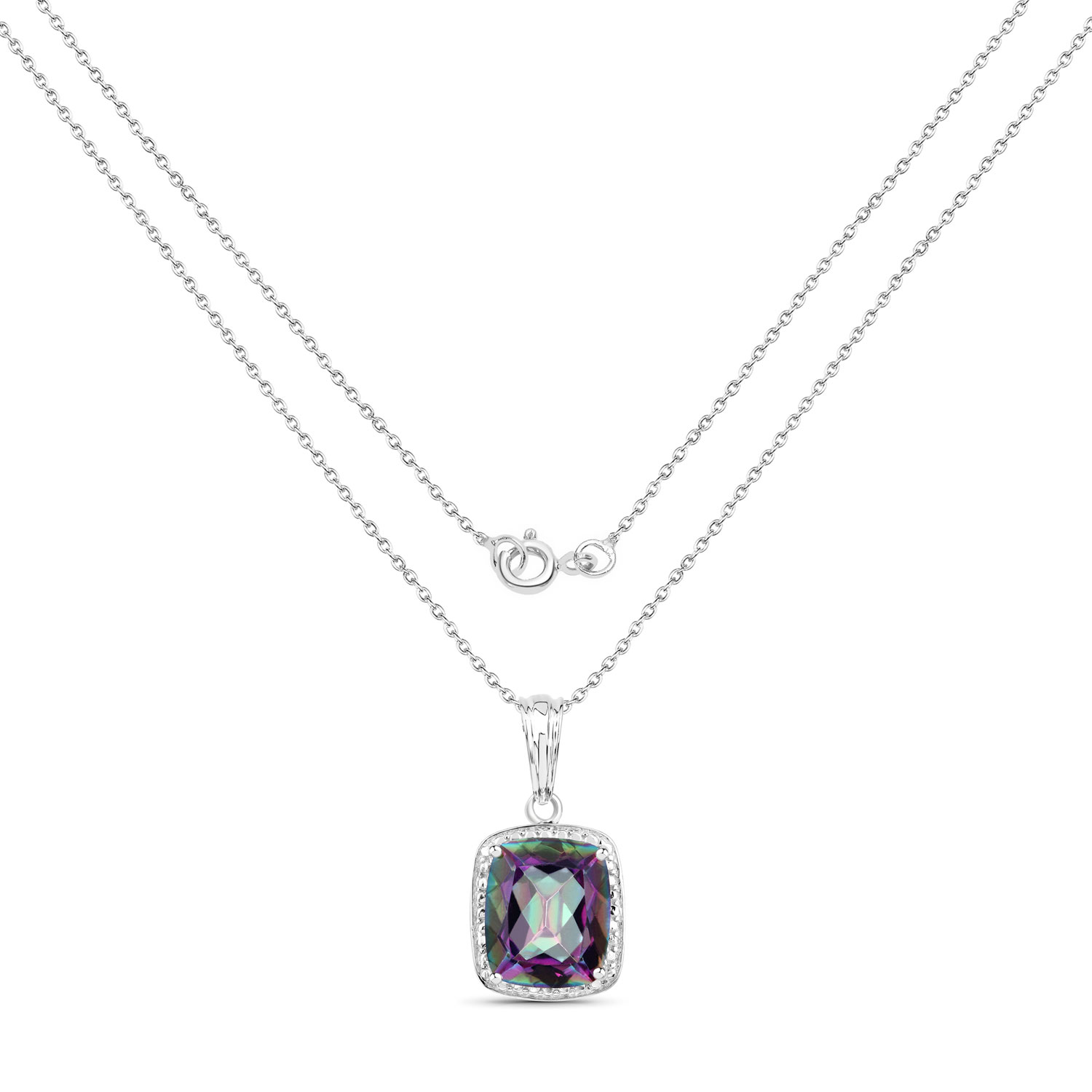 4.70 Carat Genuine Rainbow Quartz .925 Sterling Silver Pendant